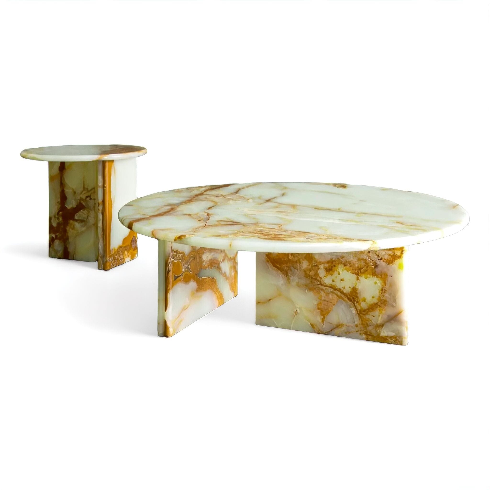 Anicee Marble Coffee Table Tan + White 