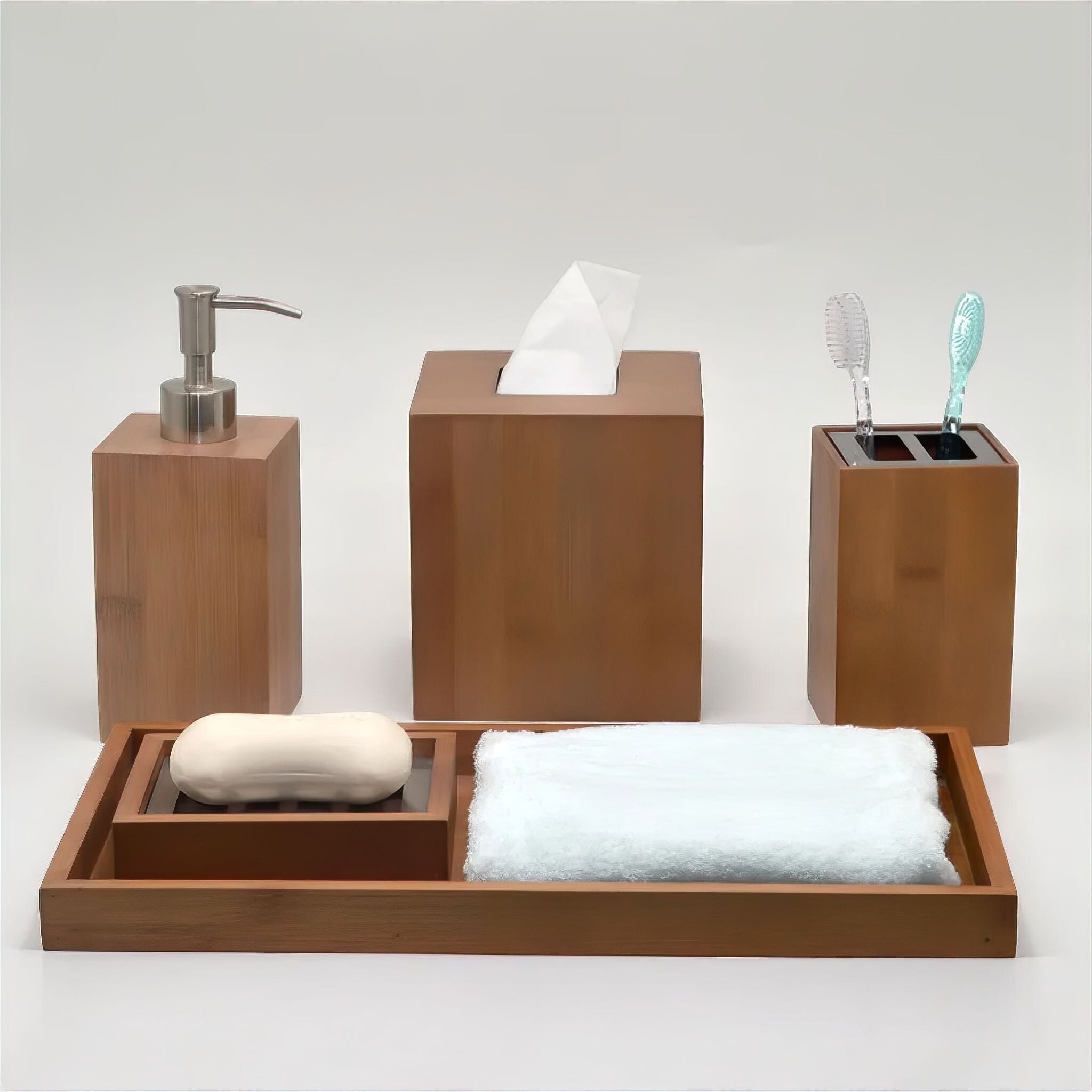 Bamboo Bathroom Accessories Set 