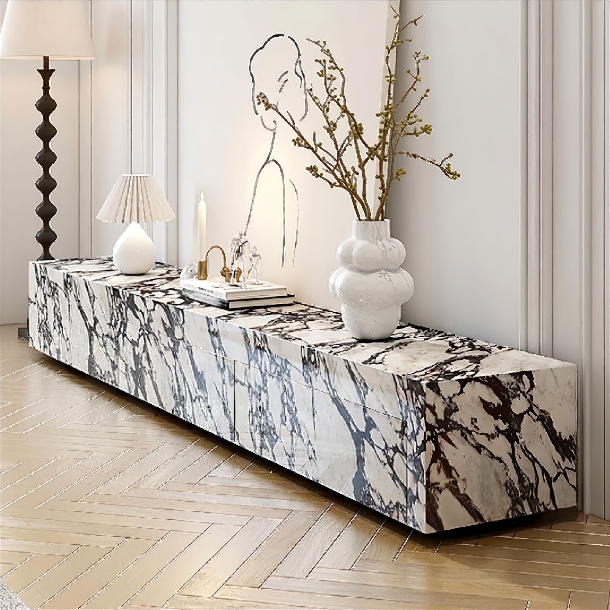 Bernadette Marble TV Cabinet Cabinet Hardware 