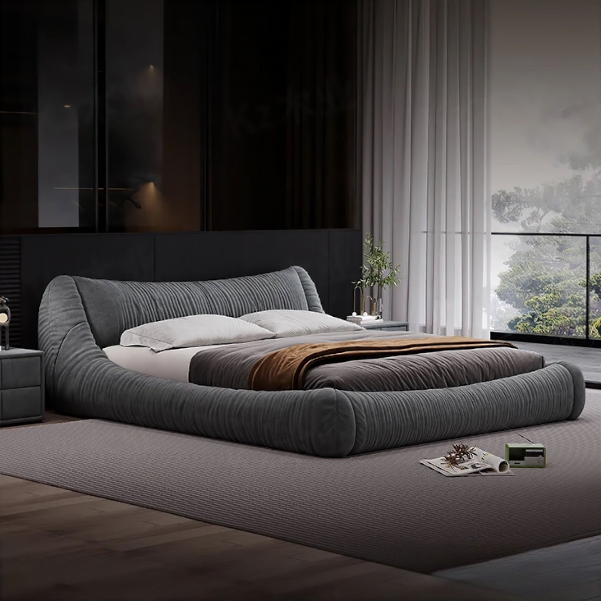 Candida Bed Charcoal Grey 150cm x 200cm 