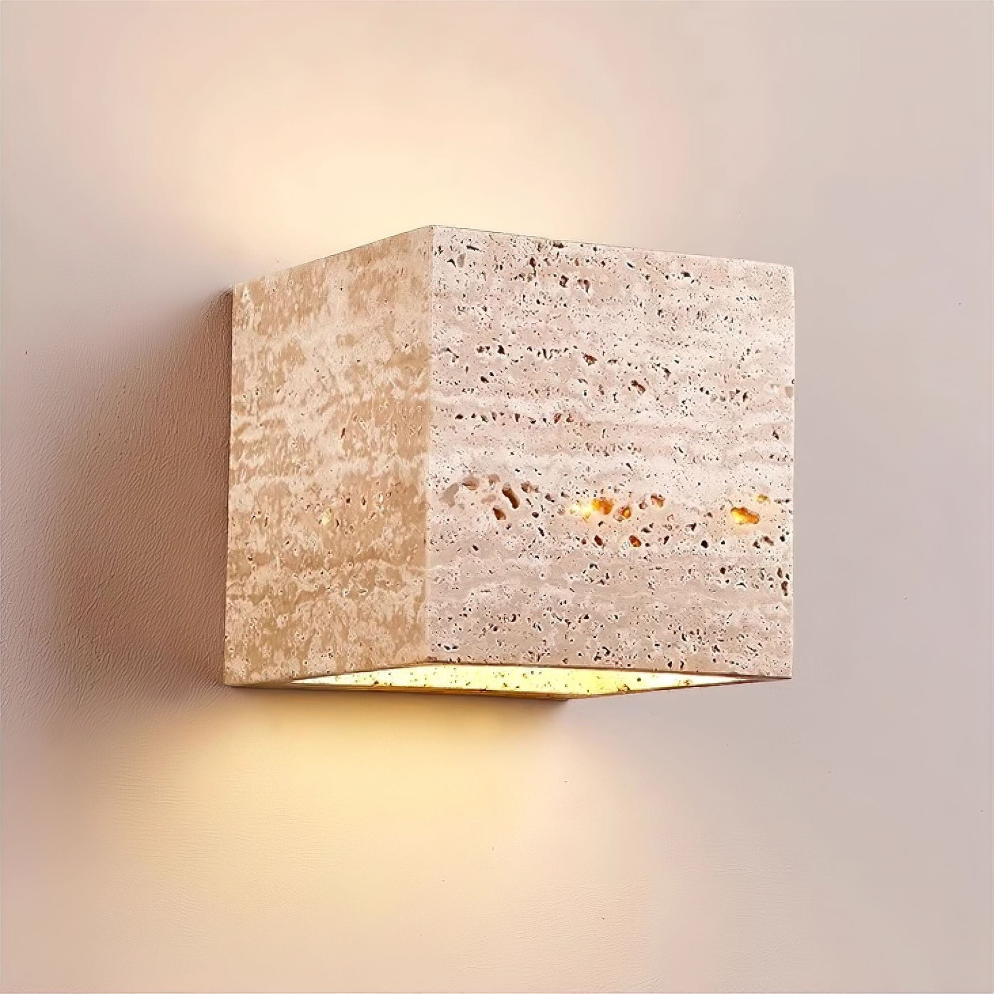 Danica Travertine Wall Light Square Warm White 