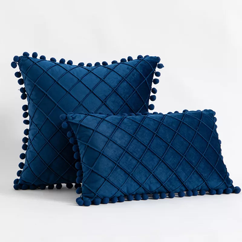 Diamond Luxe Cushion Case Blue 30cm L x 50cm H 