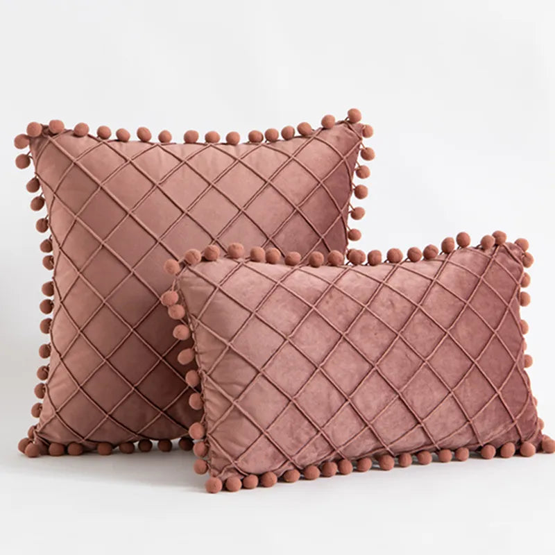 Diamond Luxe Cushion Case Dark Pink 30cm L x 50cm H 
