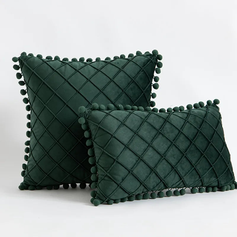 Diamond Luxe Cushion Case Green 30cm L x 50cm H 