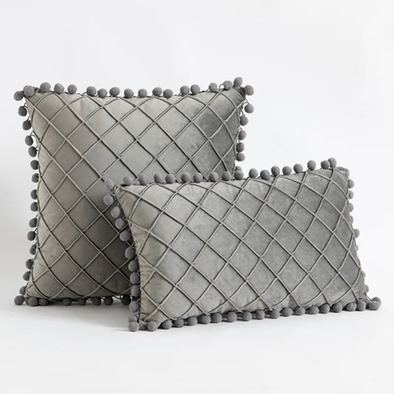 Diamond Luxe Cushion Case Grey 30cm L x 50cm H 