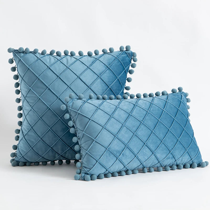 Diamond Luxe Cushion Case Light Blue 30cm L x 50cm H 