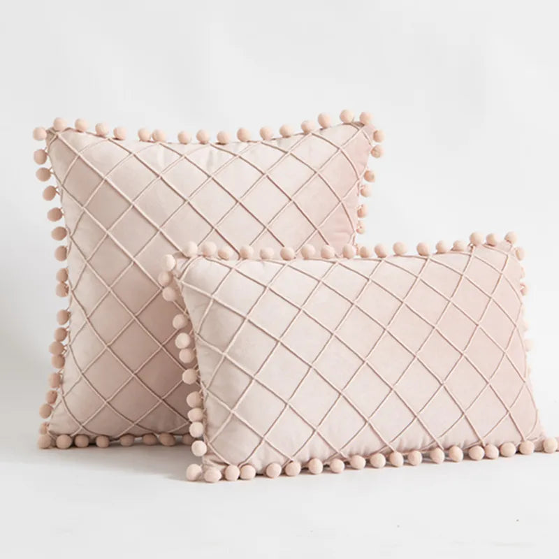 Diamond Luxe Cushion Case Light Pink 30cm L x 50cm H 