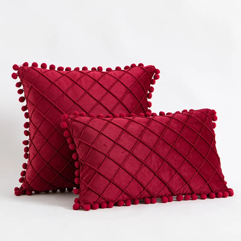 Diamond Luxe Cushion Case Red 30cm L x 50cm H 