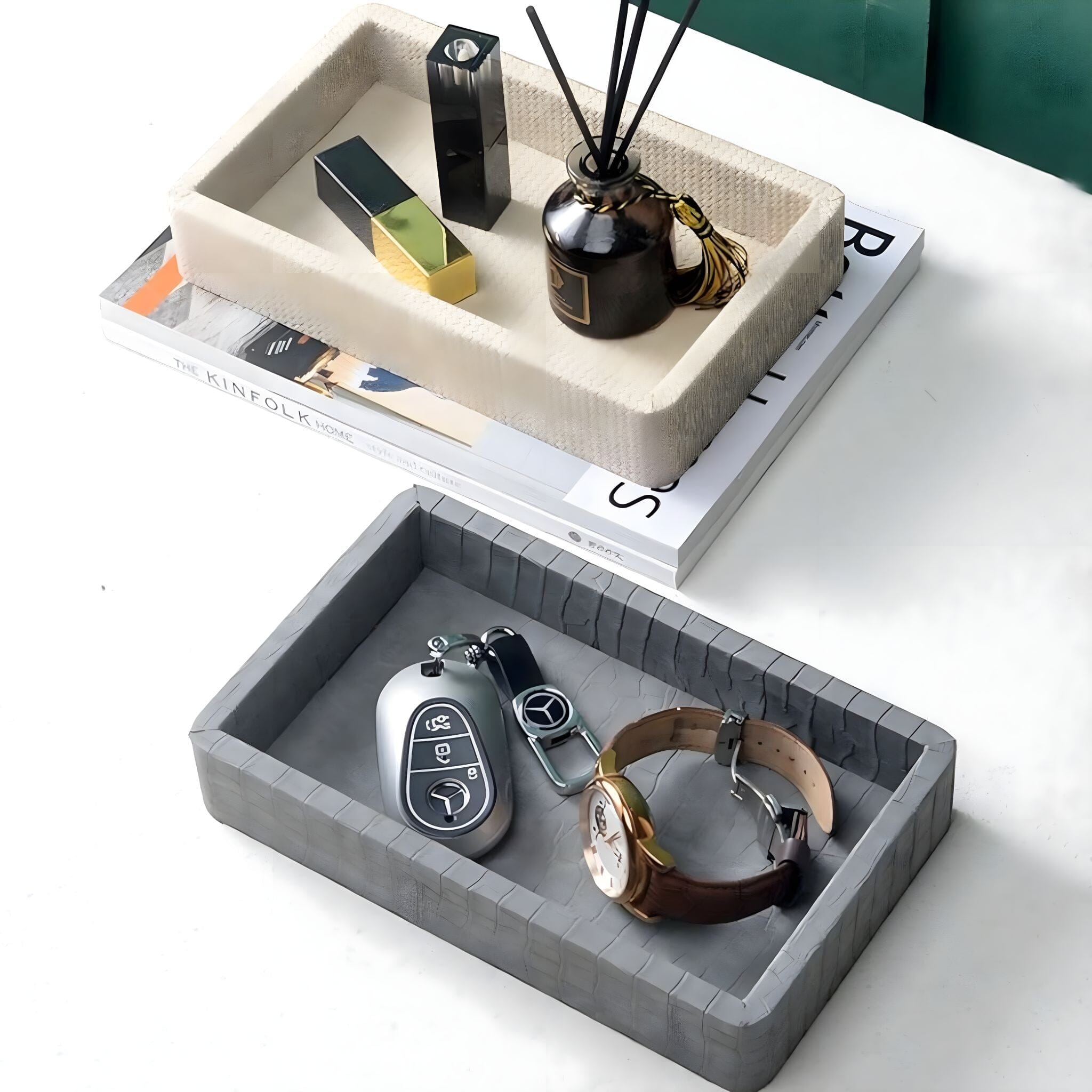 Elegant Storage & Display Decorative Trays Grey 