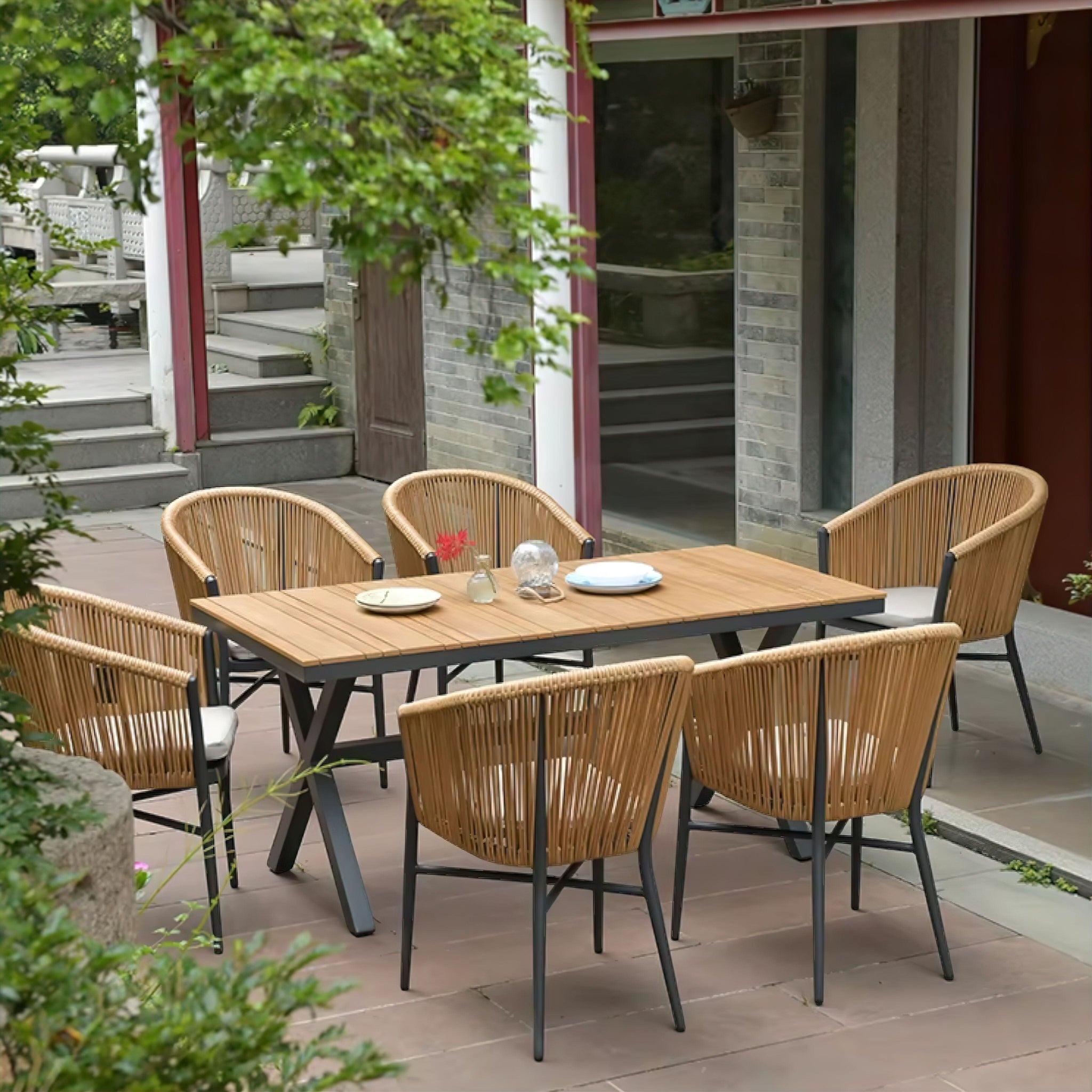 Elena Outdoor Table (include chairs as variant and add chair image - white background) 