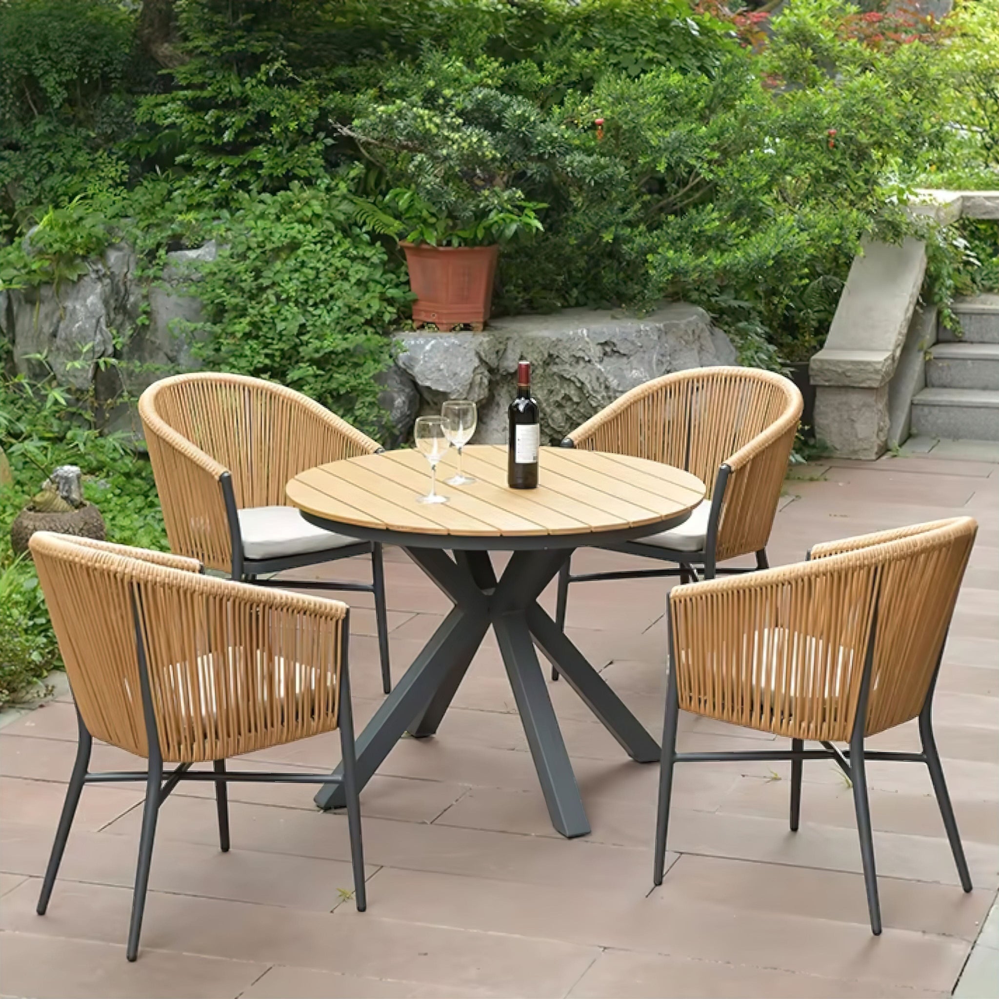 Elena Outdoor Table (include chairs as variant and add chair image - white background) 