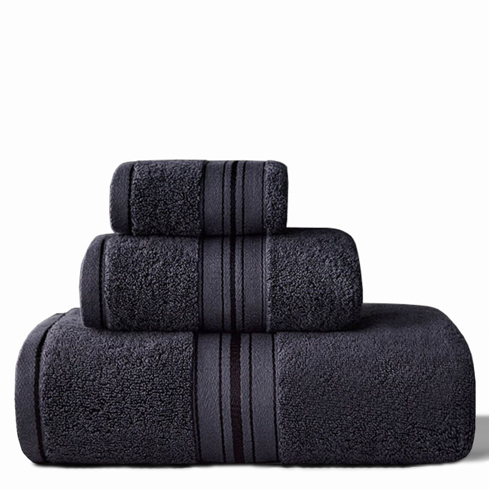 Eloise Egyptian Towel Set Towel Set Dark Grey 3 Piece Towel Set 