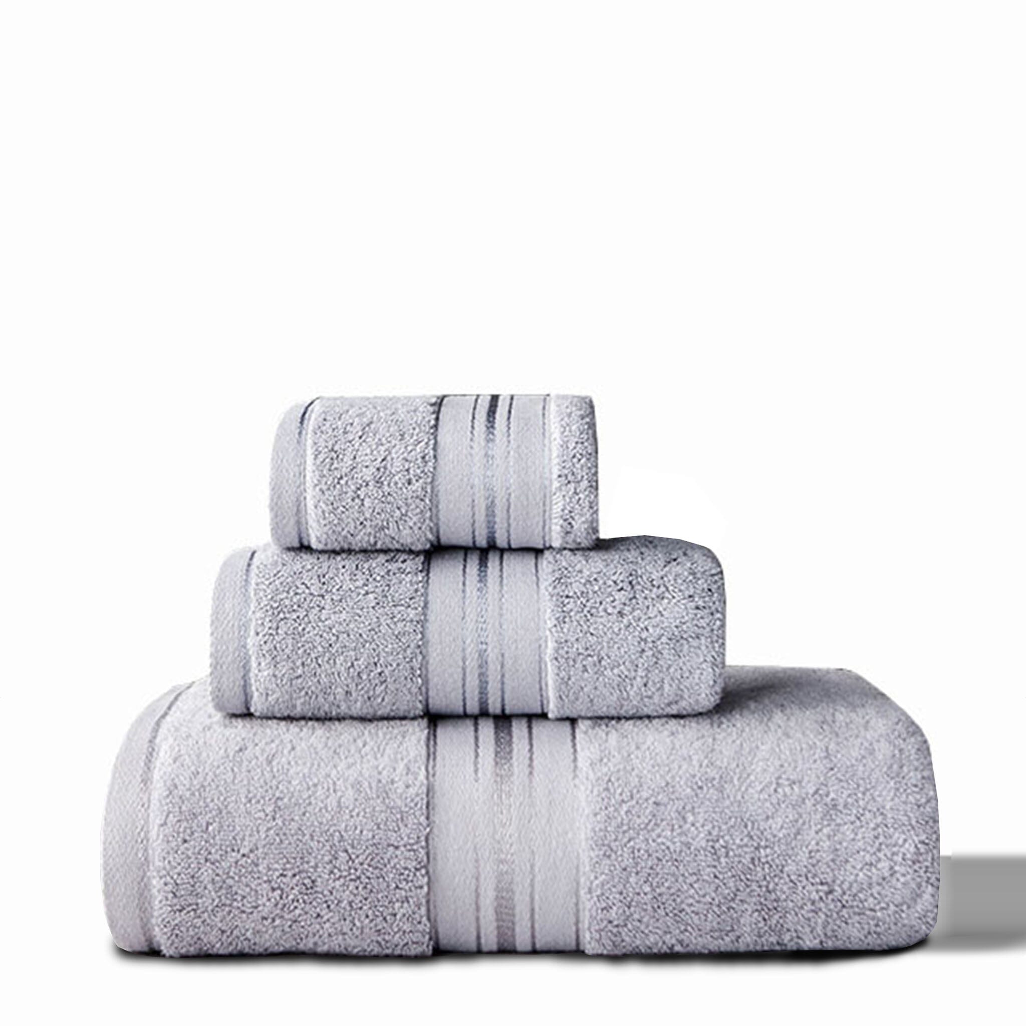 Eloise Egyptian Towel Set Towel Set Light Grey 3 Piece Towel Set 