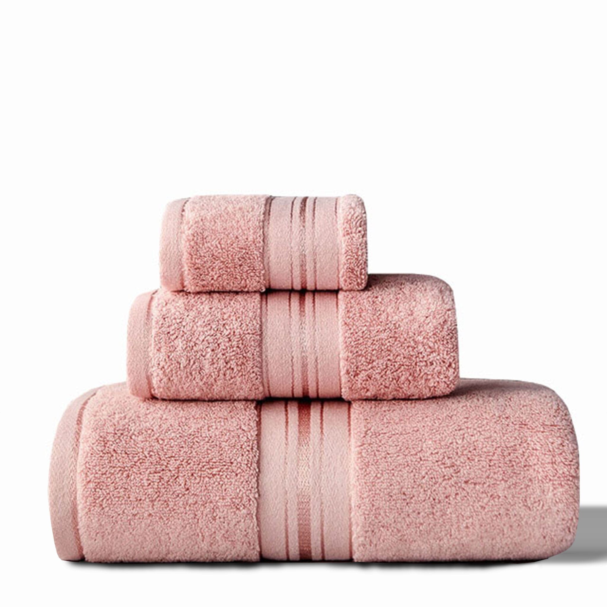 Eloise Egyptian Towel Set Towel Set Peachy Pink 3 Piece Towel Set 