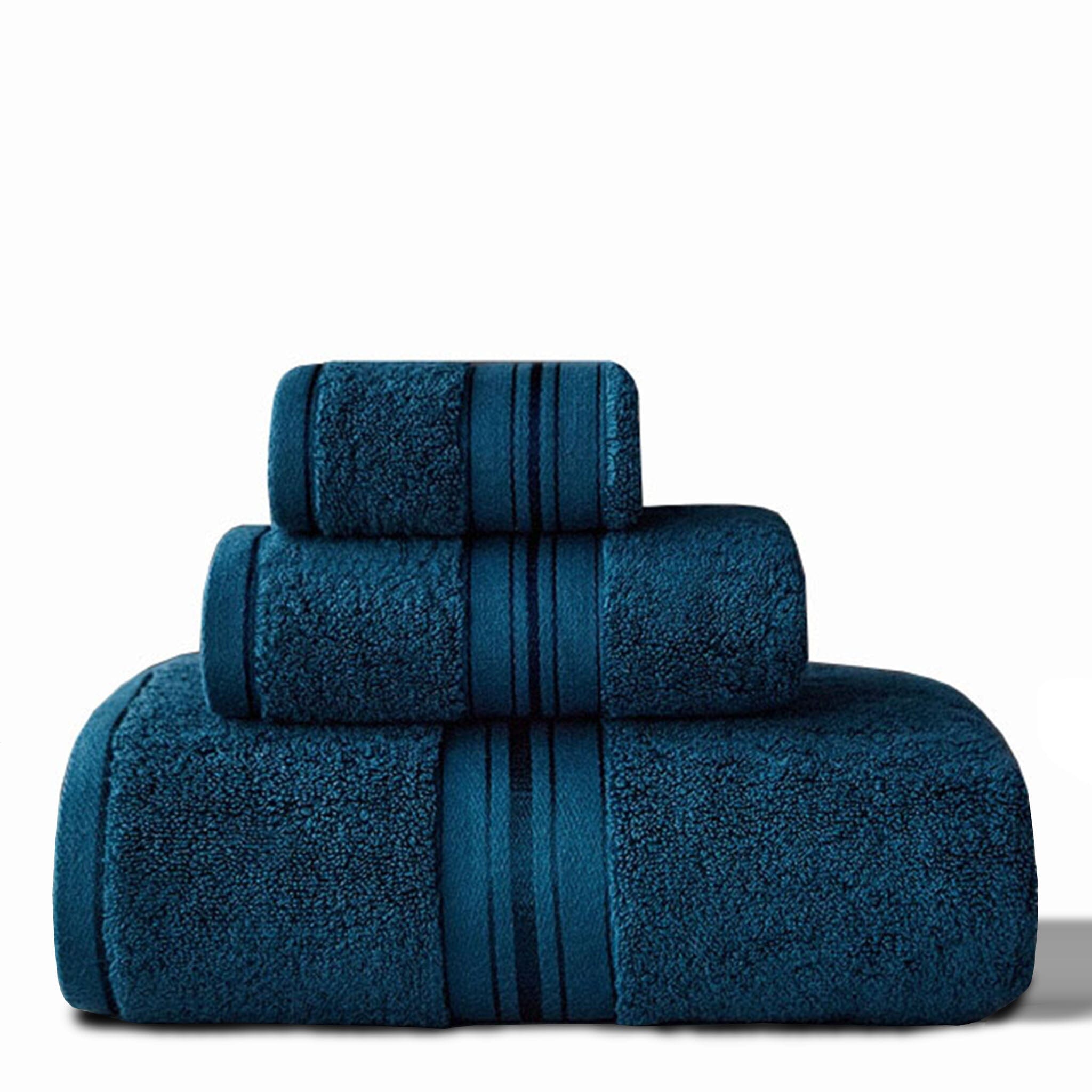 Eloise Egyptian Towel Set Towel Set Royal Blue 3 Piece Towel Set 