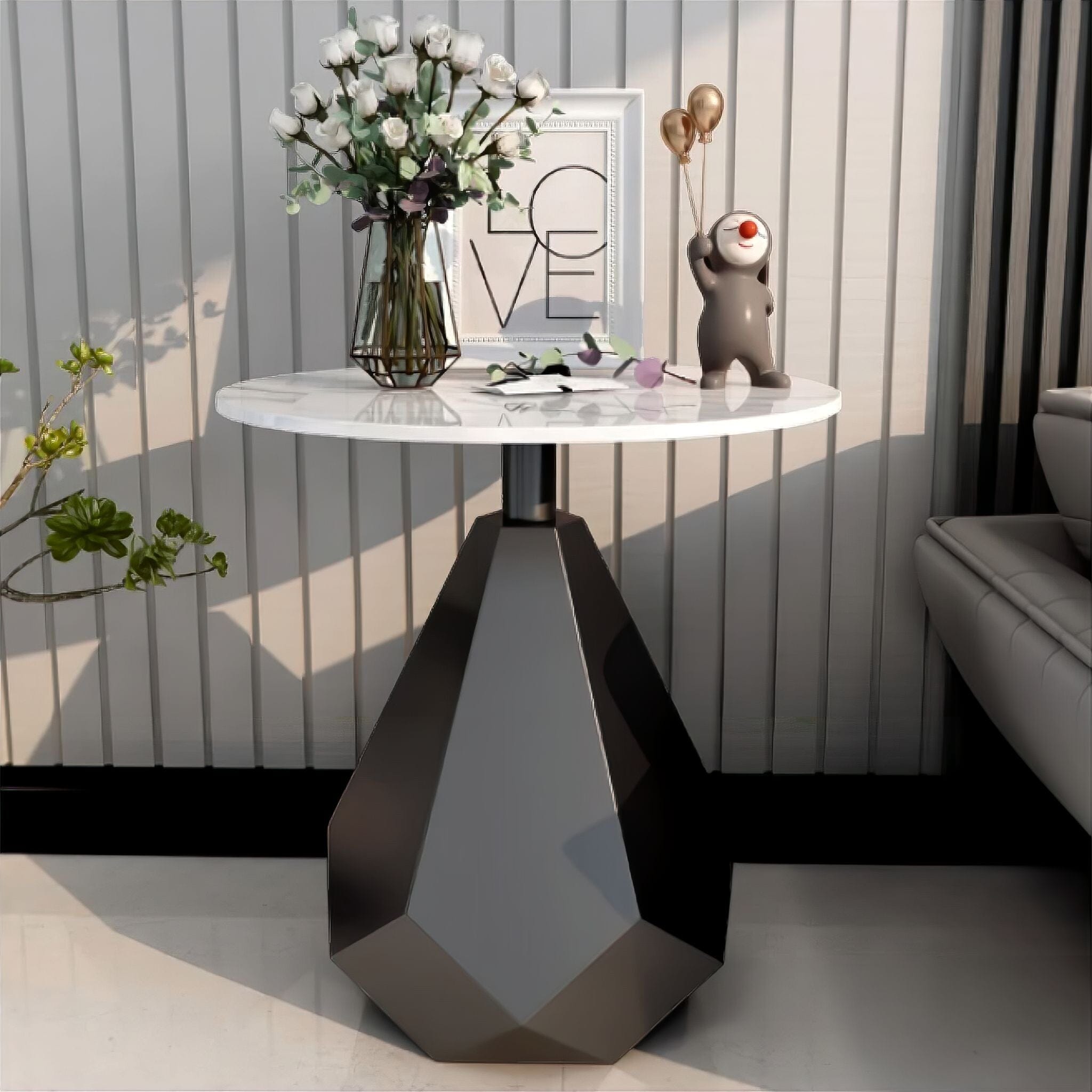 Firmin Slate Side Table White + Black 