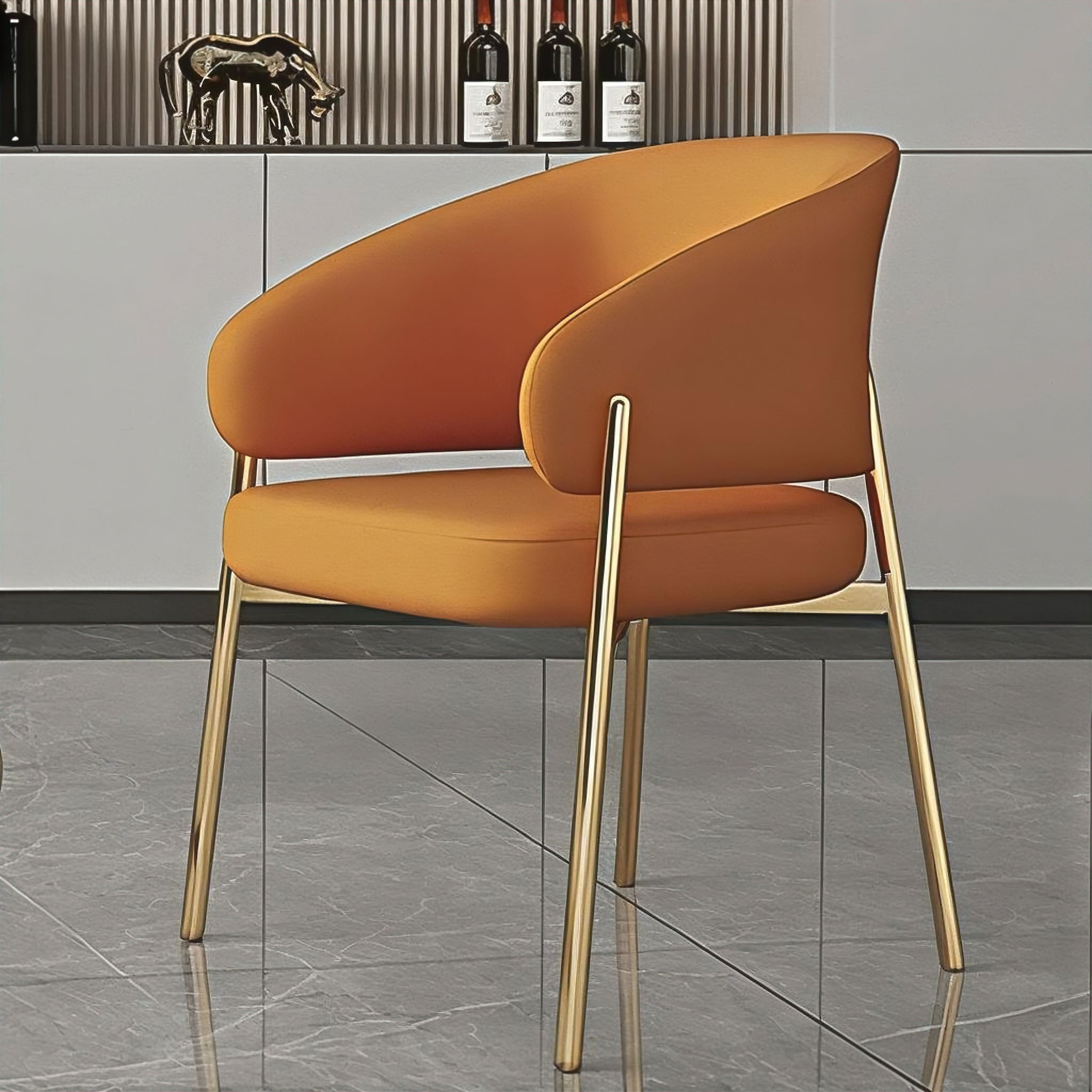 Fleur Dining Chair Chair Orange + Gold 