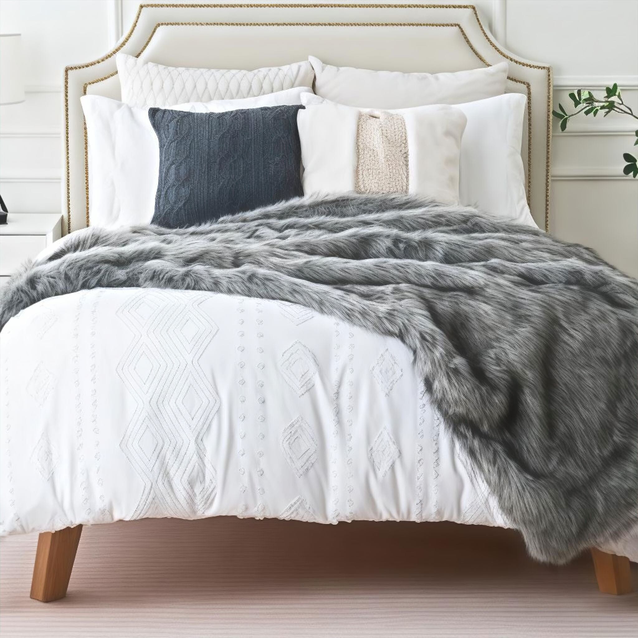 Hervé Luxury Blanket Fur Blanket Grey 127 x 152cm 