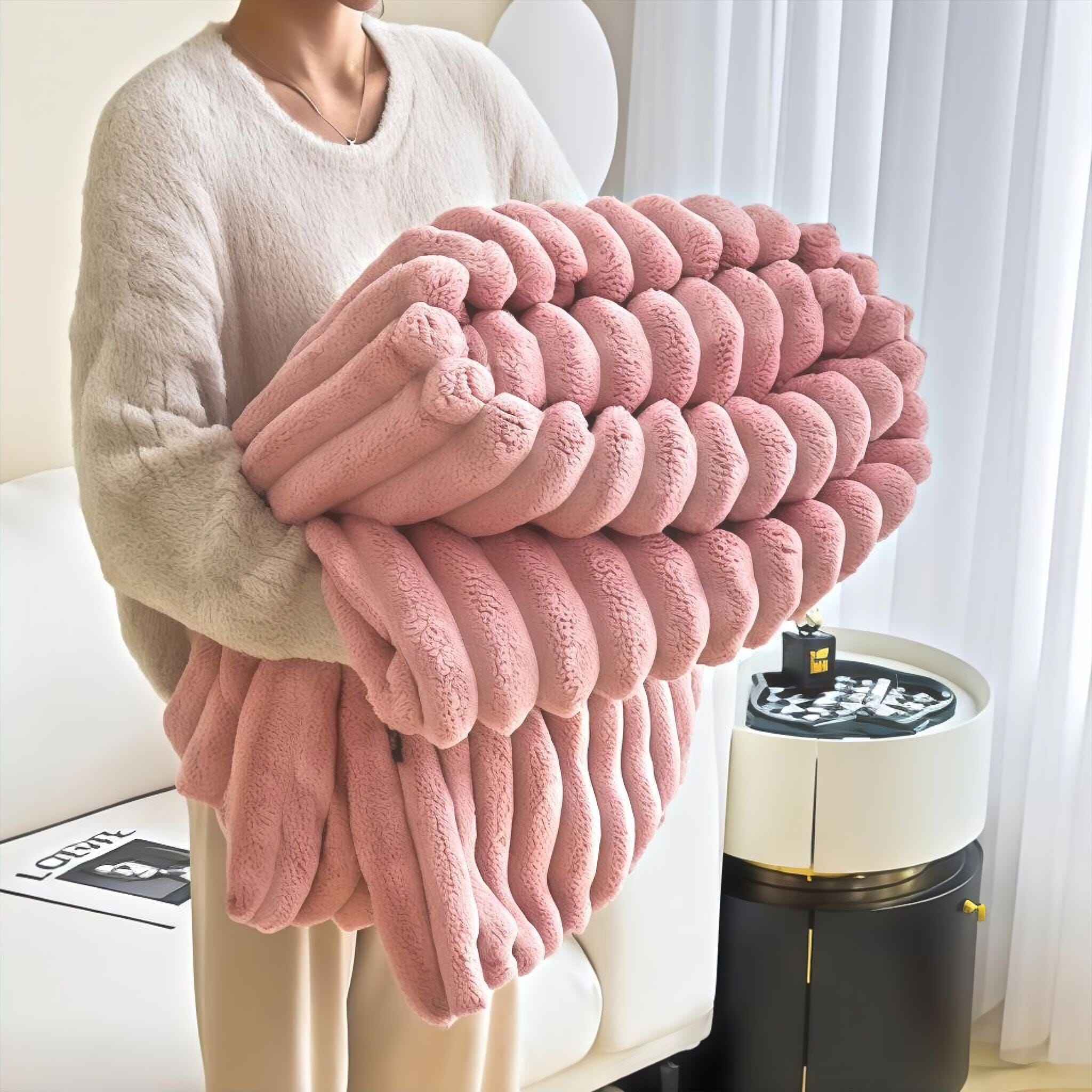 Jacques Blanket Fur Blanket Blush Pink 120 x 200cm 