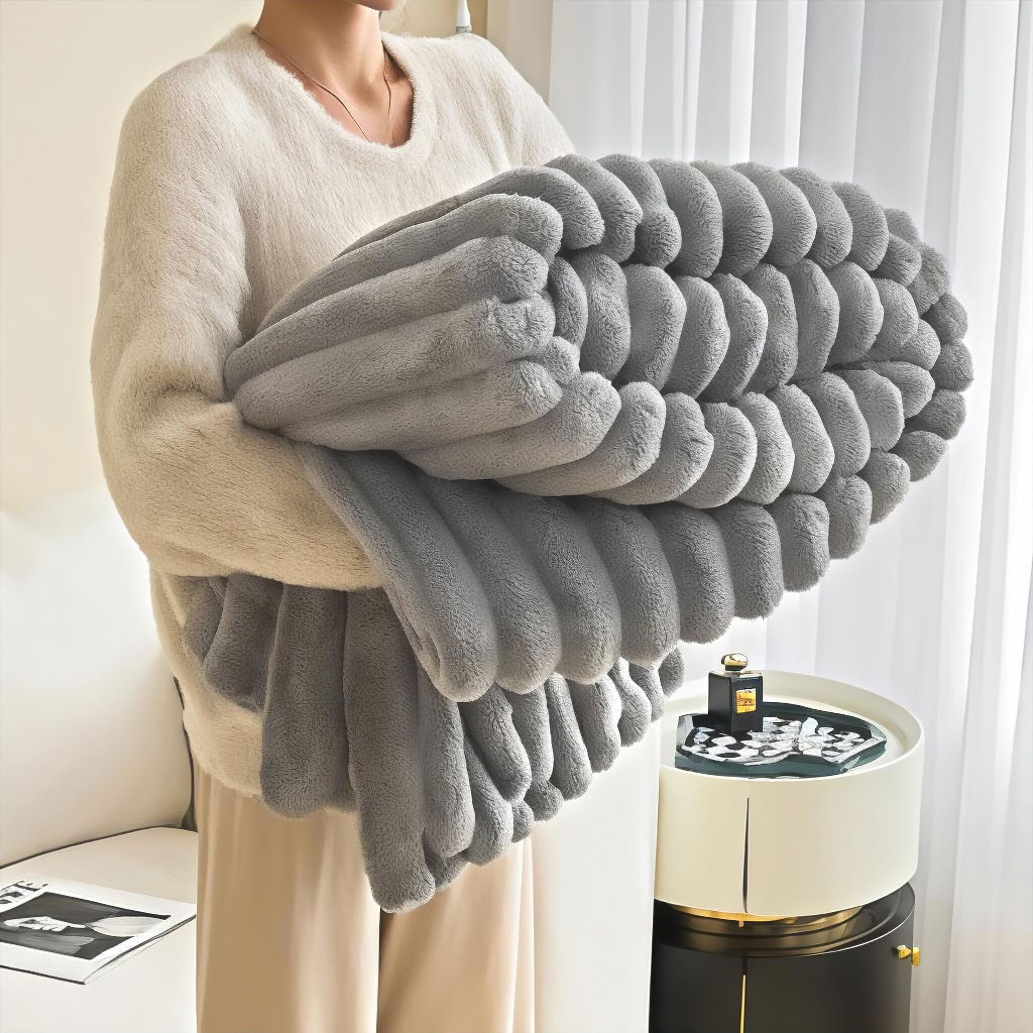 Jacques Blanket Fur Blanket Grey 120 x 200cm 