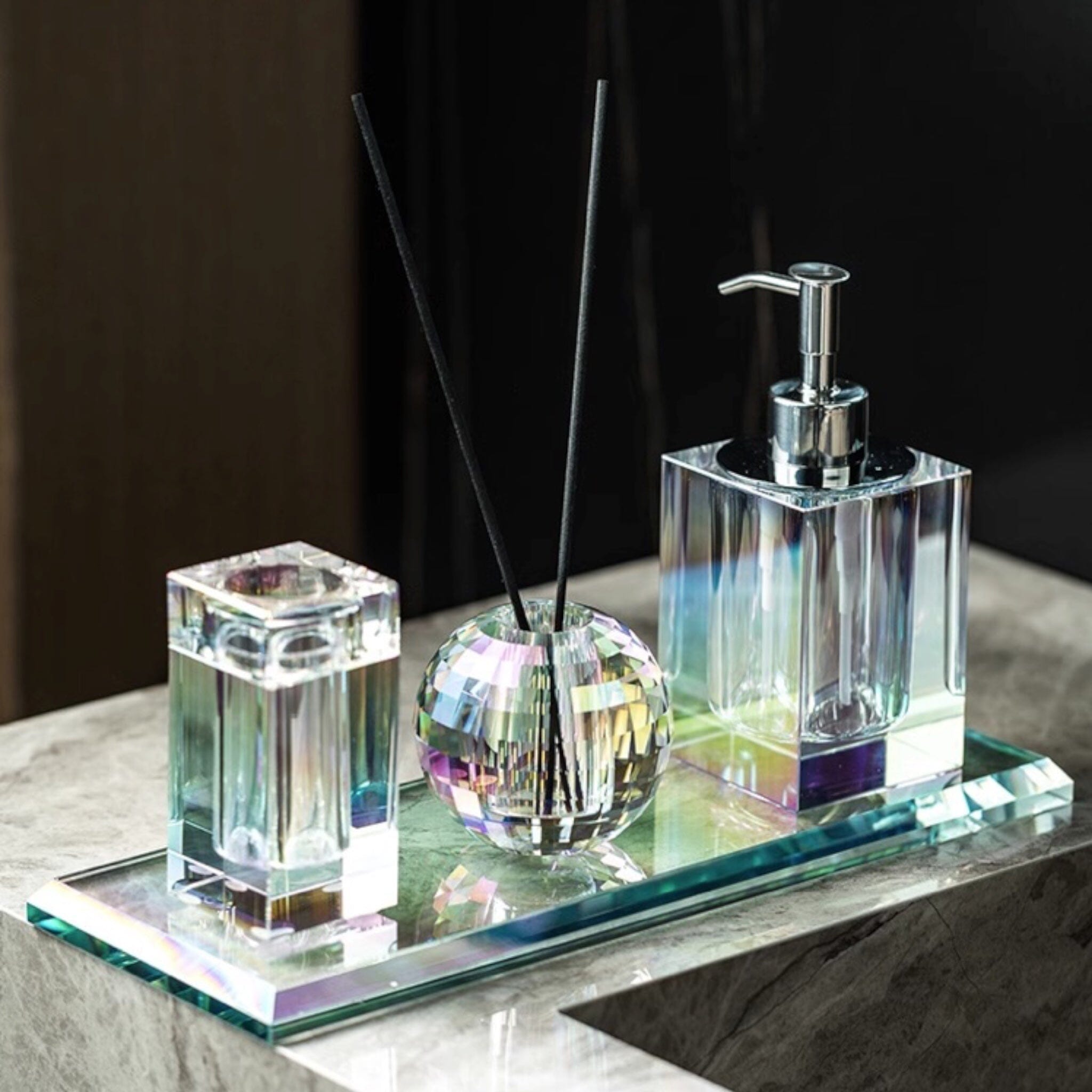 Juiletta Crystal Glass Bathroom Accessories Set Bathroom Accessories 