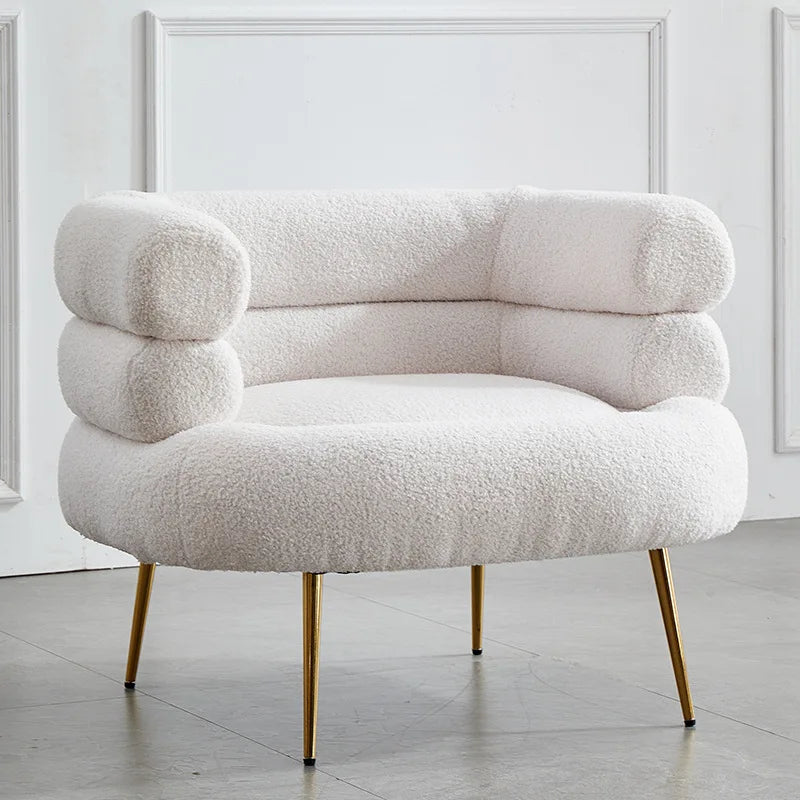 Lazy Sofa Living Room Bedroom Light Luxury Celebrity Ins Scandinavian Art Design White Lamb Wool Single Sofa white 