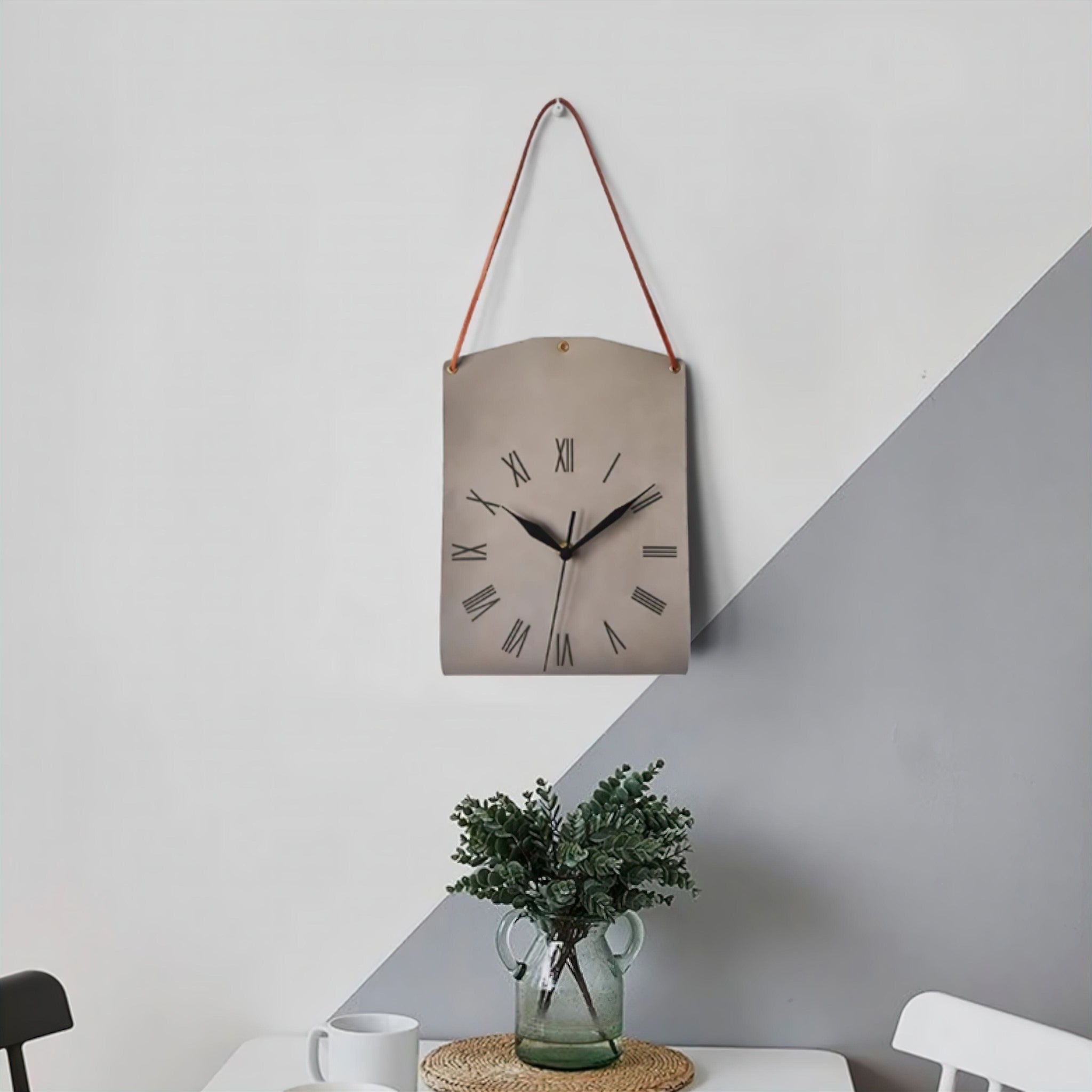 Leather Look Wall Clock 