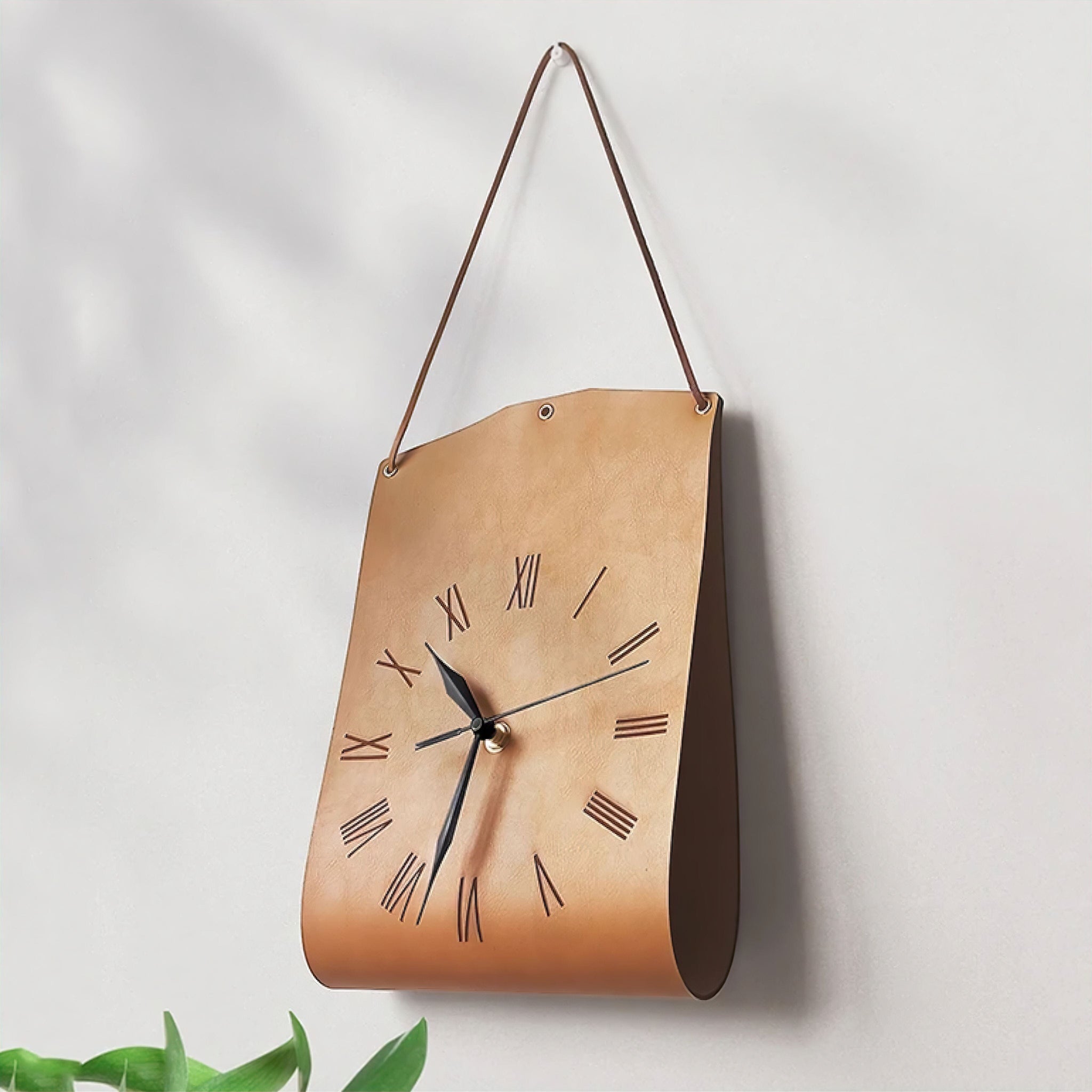 Unique Handbag Shape Leather Wall Clock