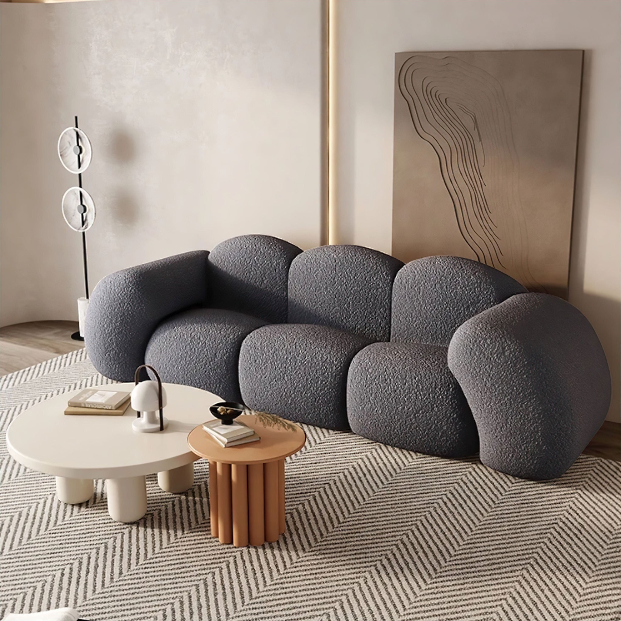 Léonie Curved Sofa Sofas Charcoal Grey 200 x 90 x 88cm 
