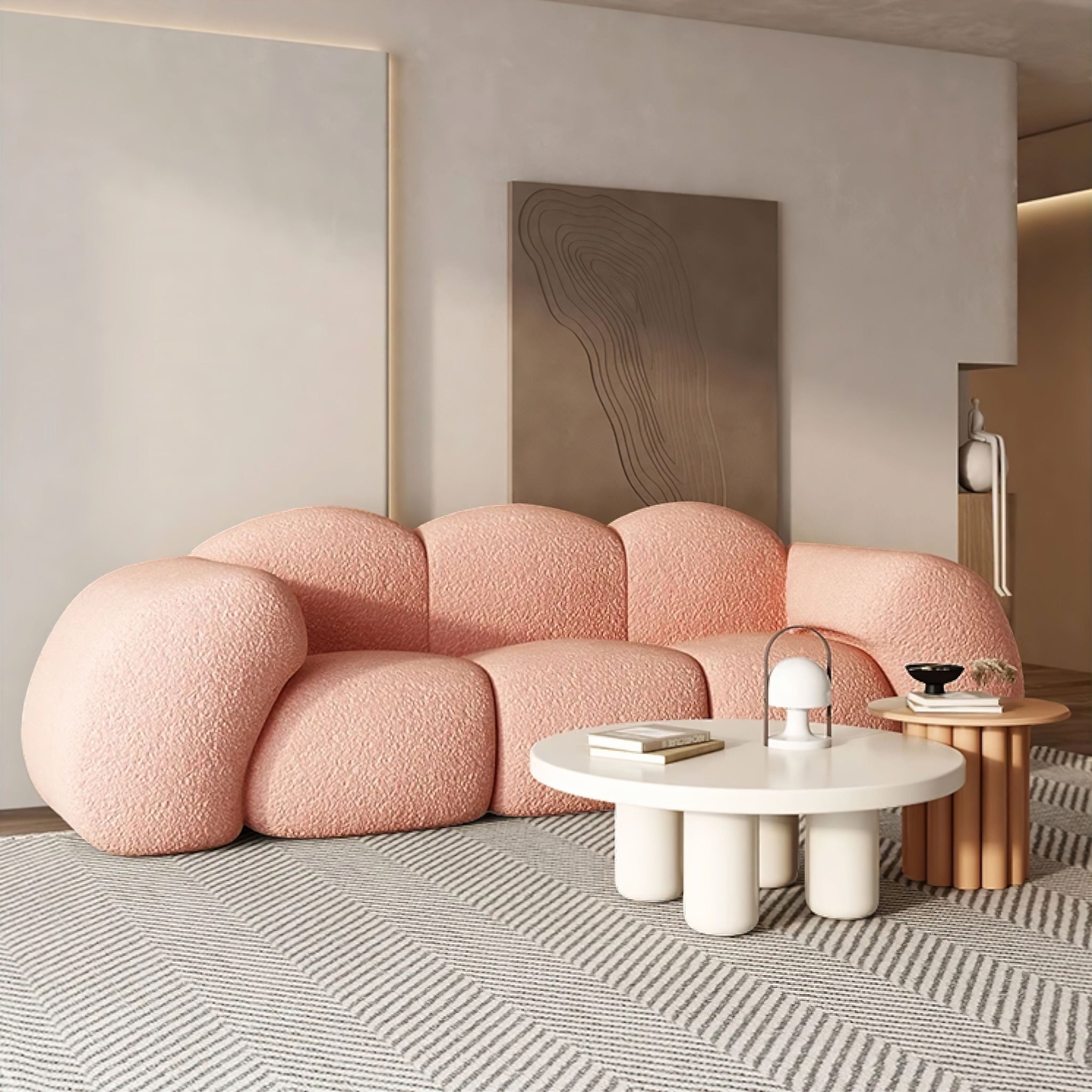 Léonie Curved Sofa Sofas Peach 200 x 90 x 88cm 
