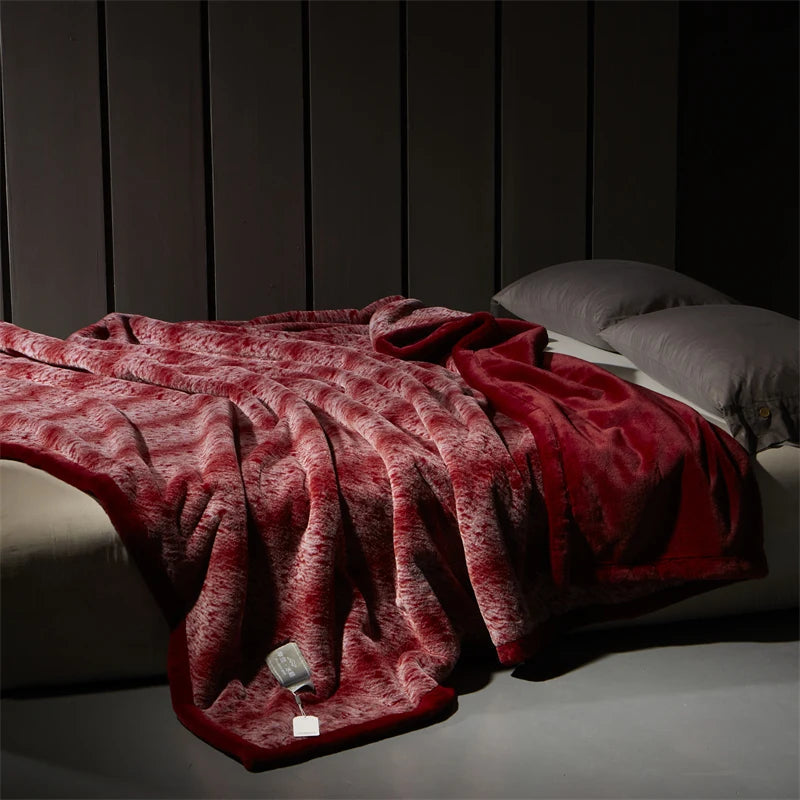 Lucia Fur Blanket Fur Blanket Deep Red 200 x 230cm 