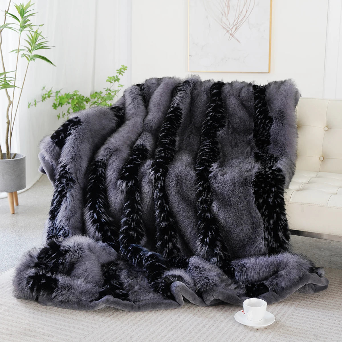 Luxury Faux Fur Fluffy No Hair Loss Blankets for Beds Sofa Cover Living Room Bedroom Natural Soft High-end Decorative Blanket 