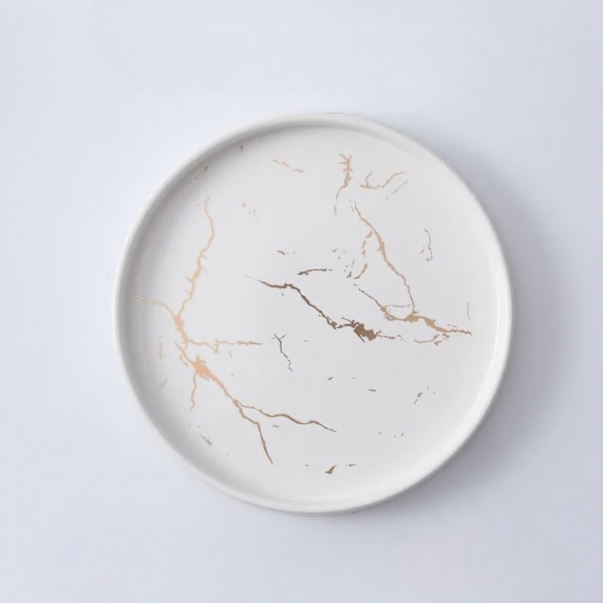 Marble Look Serving Tray Decorative Trays White + Gold 20cm (8") 