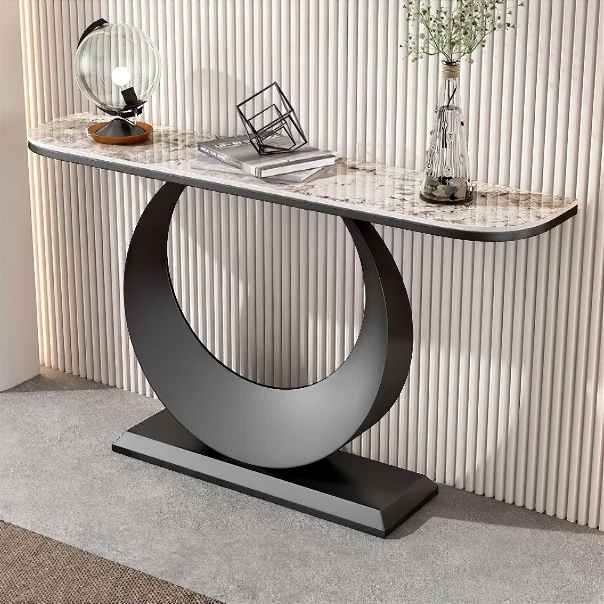 Marie Hallway Table Side Table 100cm Black + Cream 