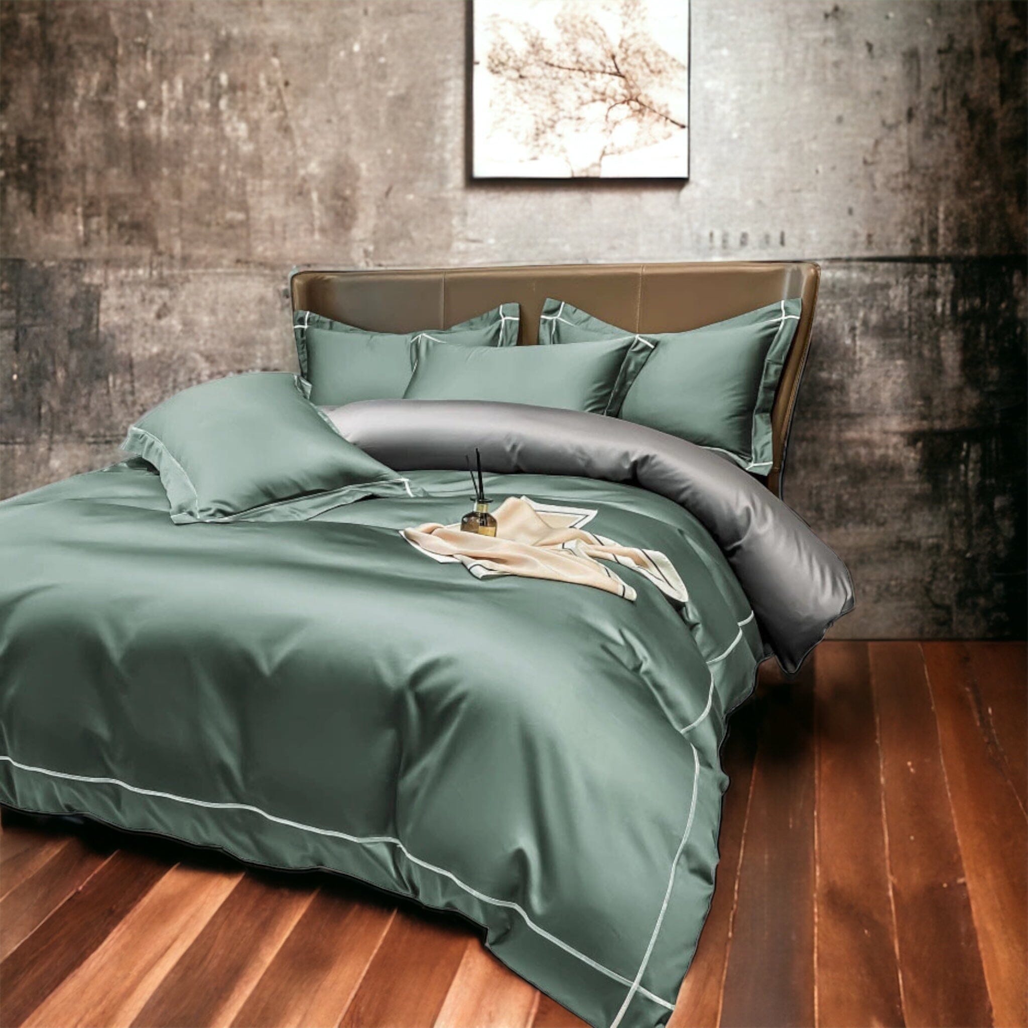 Mauve Egyptian Sheet Set Bed Sheets Ocean Green Fitted Bed Sheet - Queen x 4pcs 
