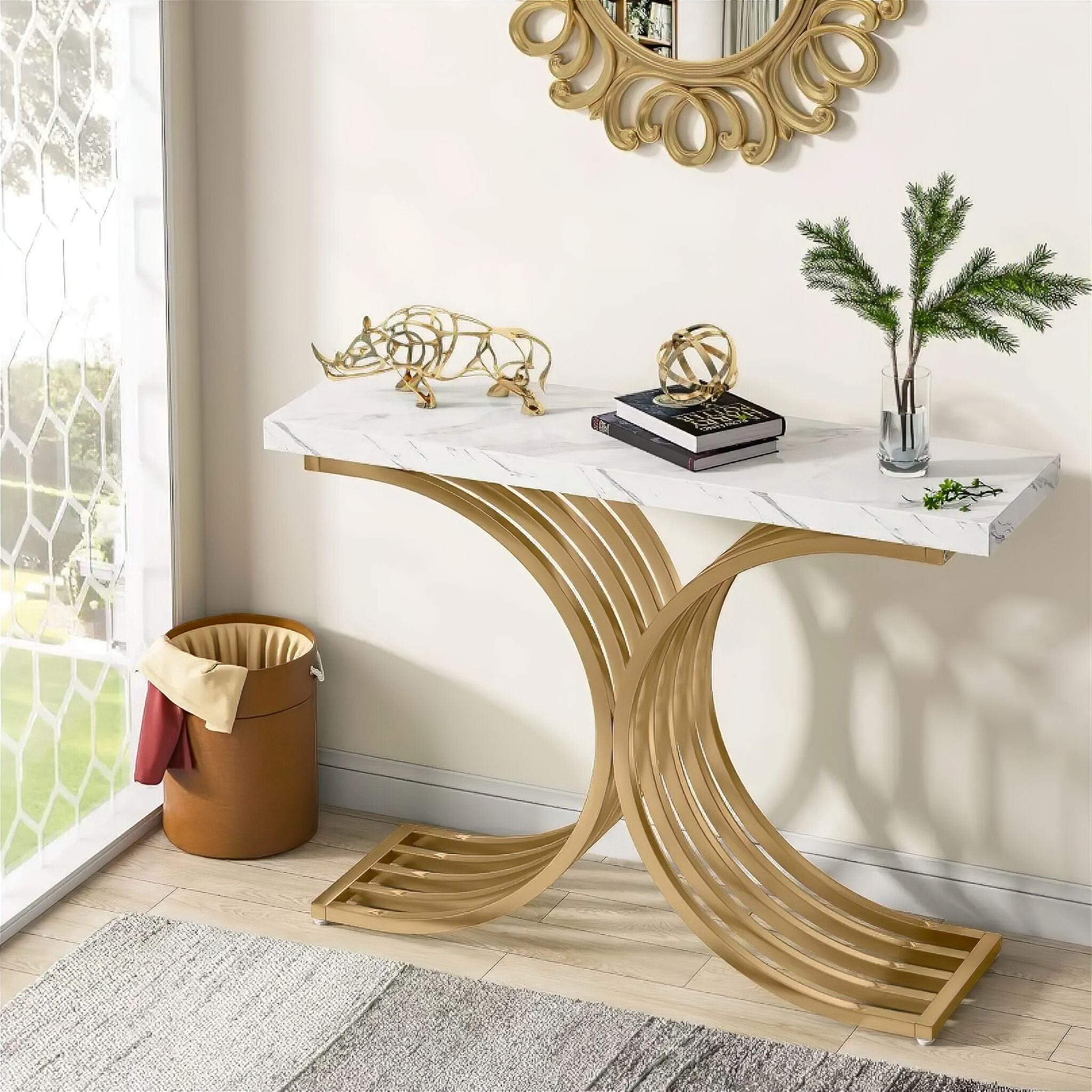 Melchior Console Table Gold + Black 