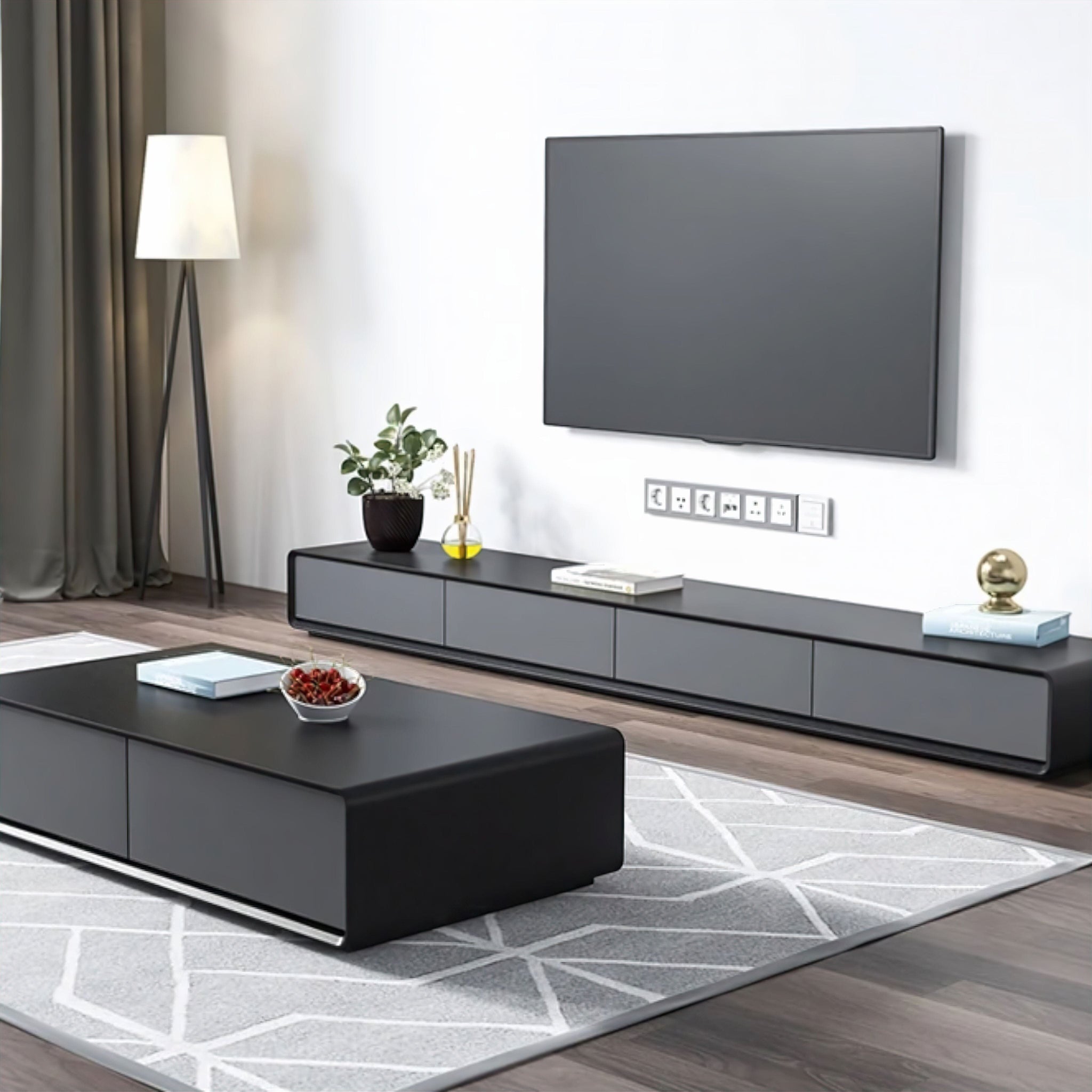Michelle TV Cabinet Tv Cabinet 180cm Charcoal Grey 