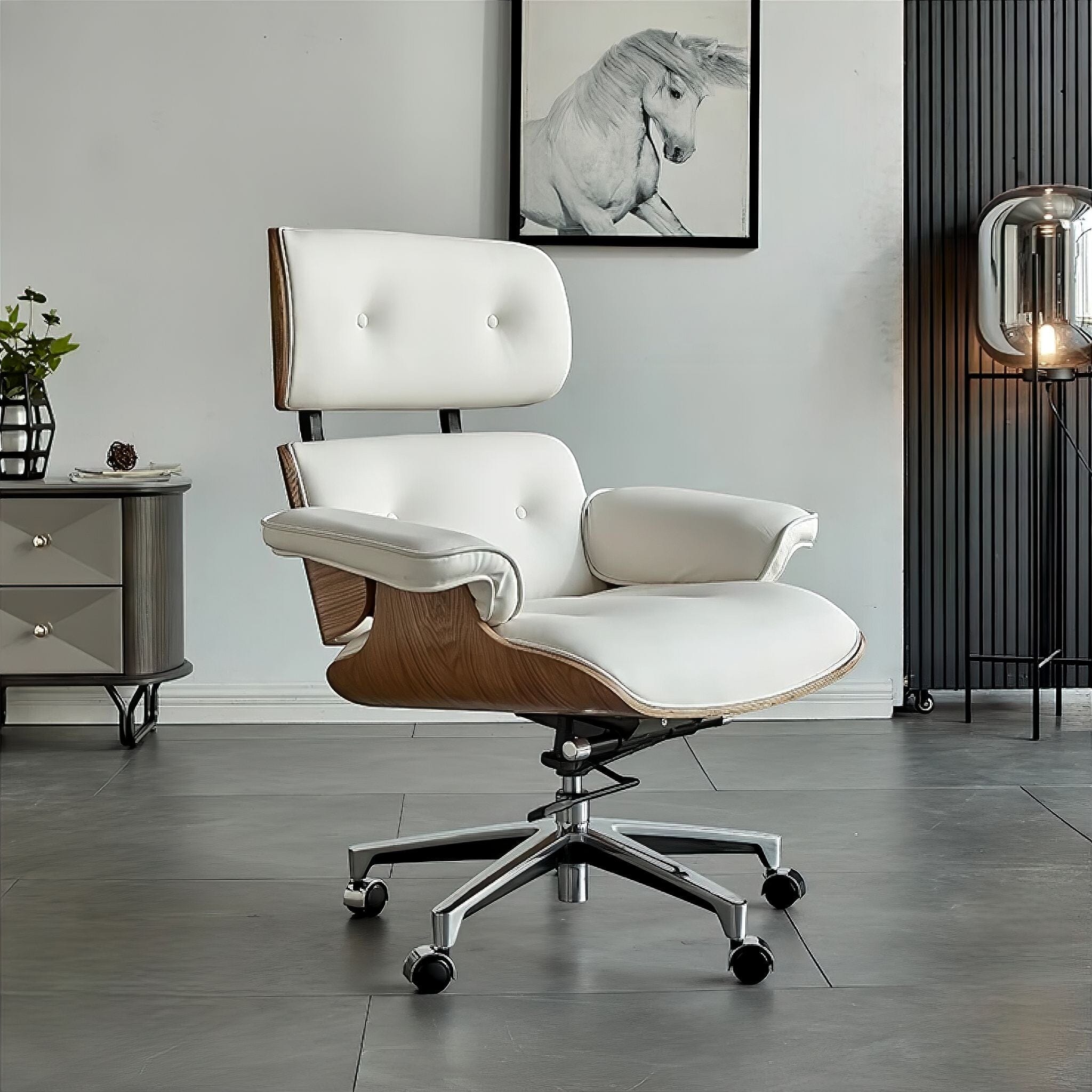 Nicole Office Chair White + Ottoman 