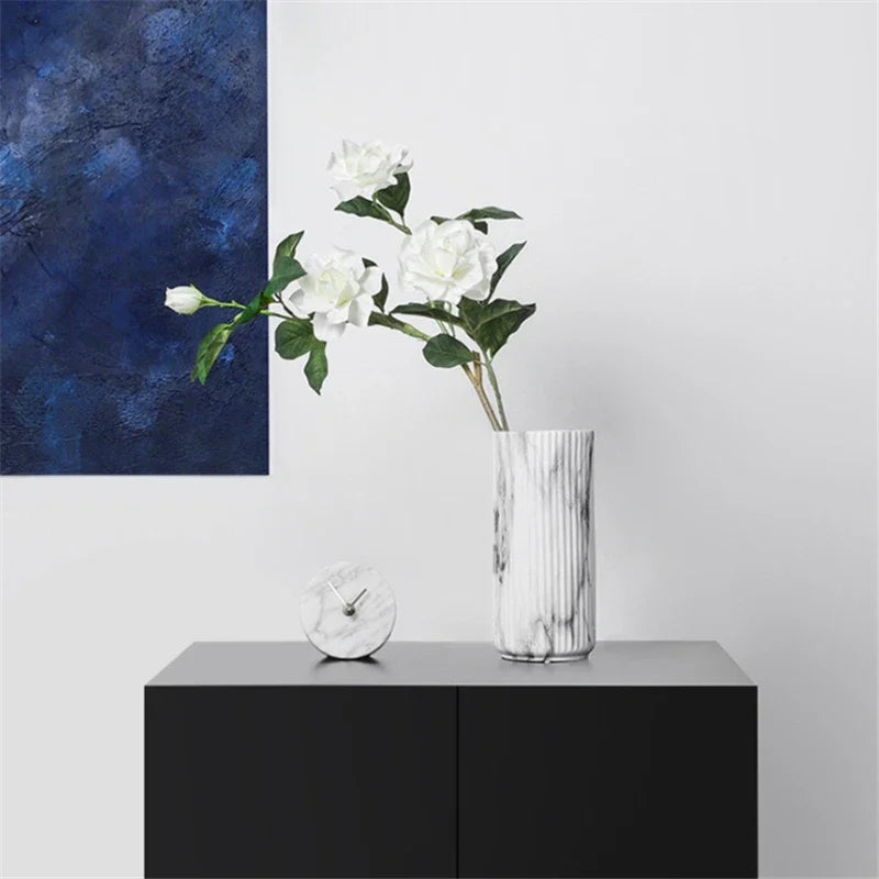 Nordic Creative Ceramics Marble Vase Modern Home Decorative Black White Stripes Ornaments Flower Arrangement Hydroponics 
