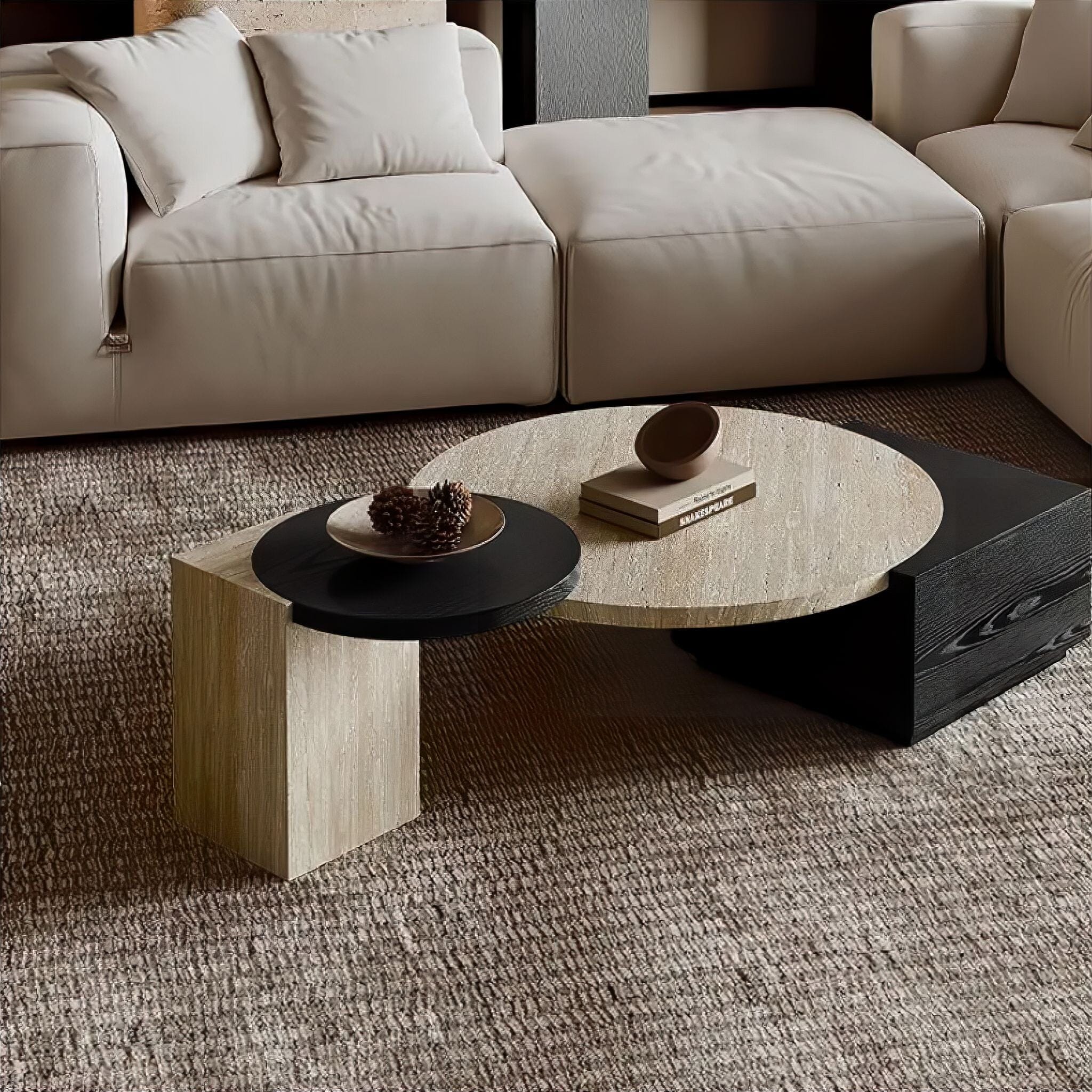 Oraine Travertine Coffee Table Set 