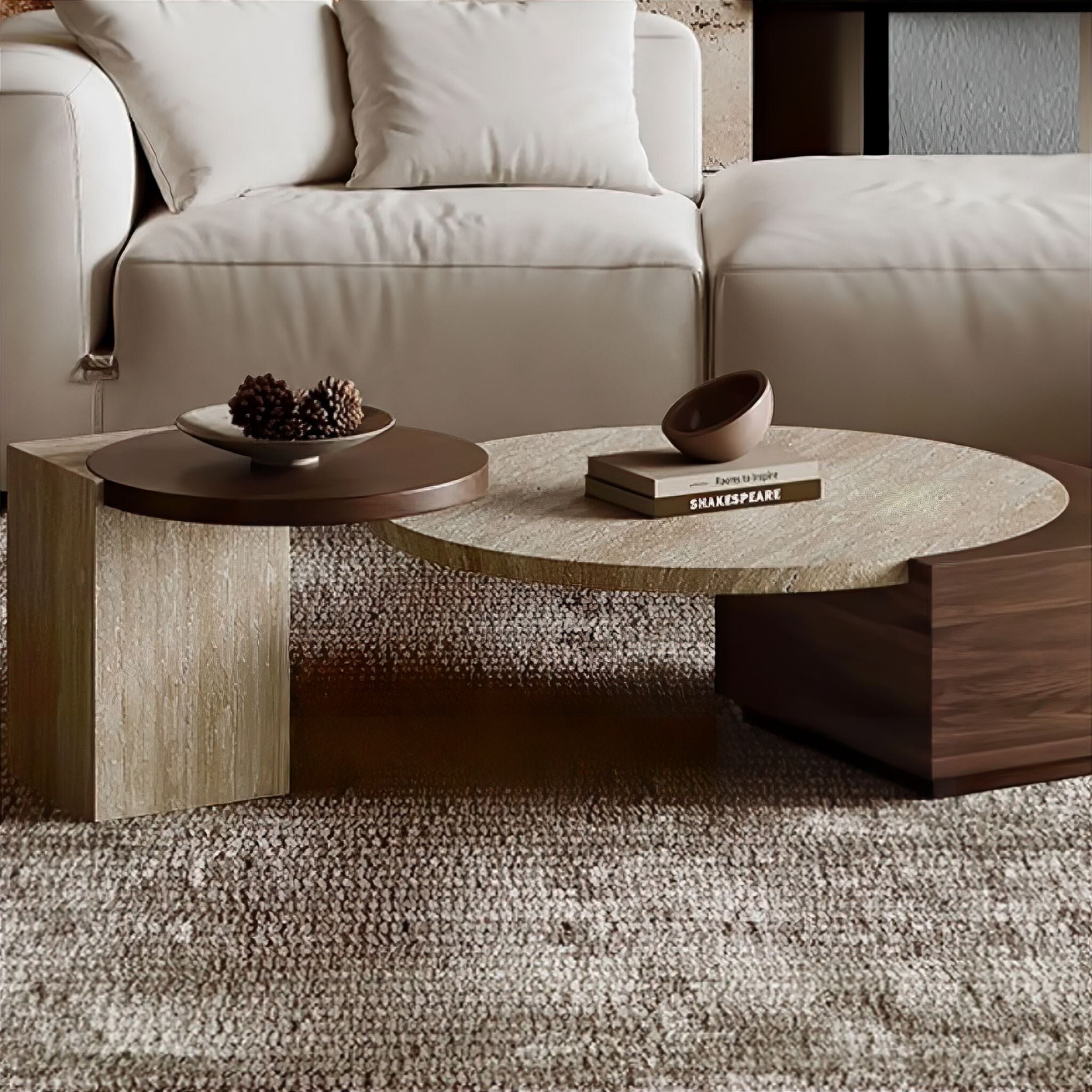 Oraine Travertine Coffee Table Set 