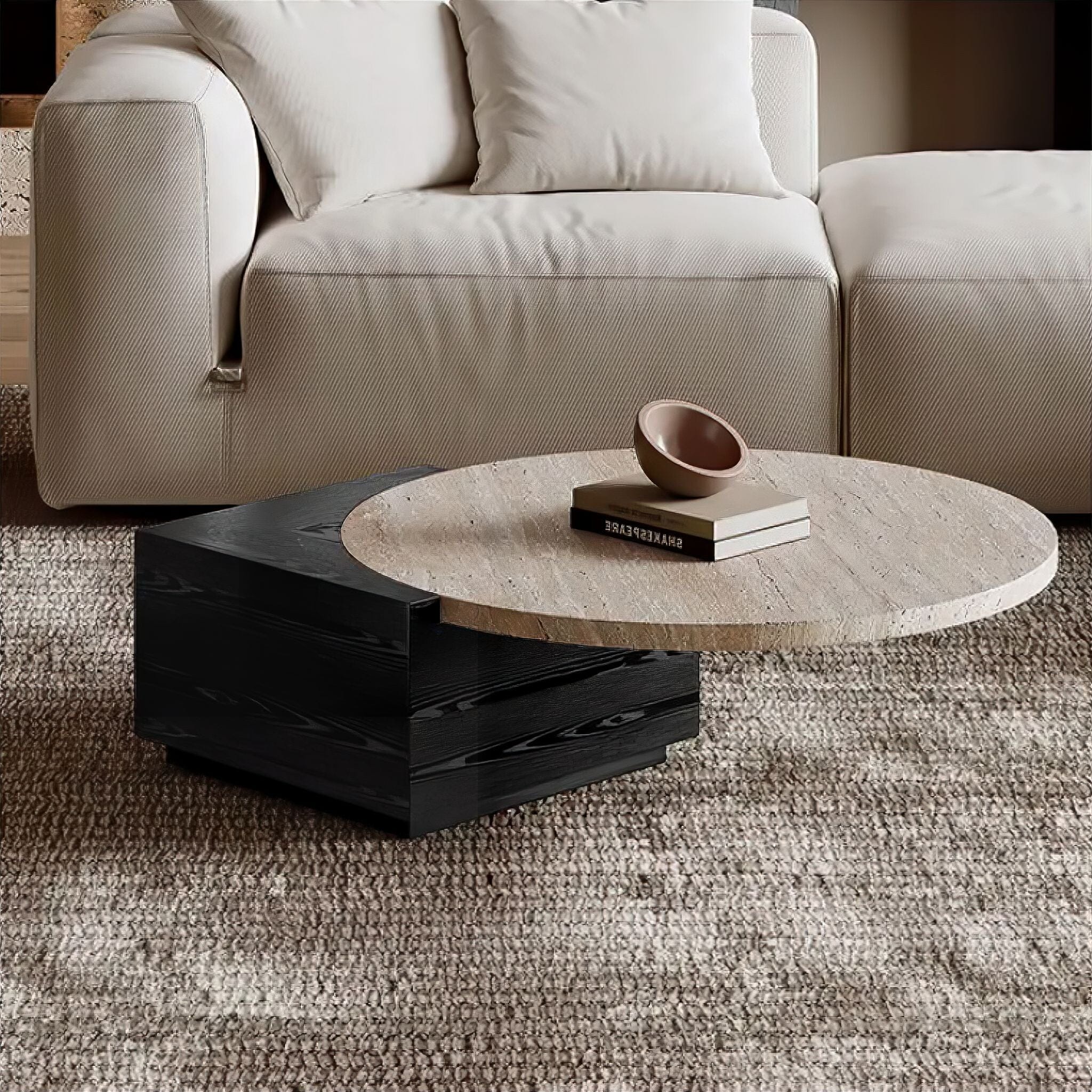 Oraine Travertine Coffee Table Set 