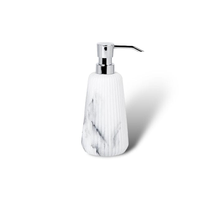 Raine Bathroom Accessories Bathroom Accessories Marble White & Silver Soap Dispenser 