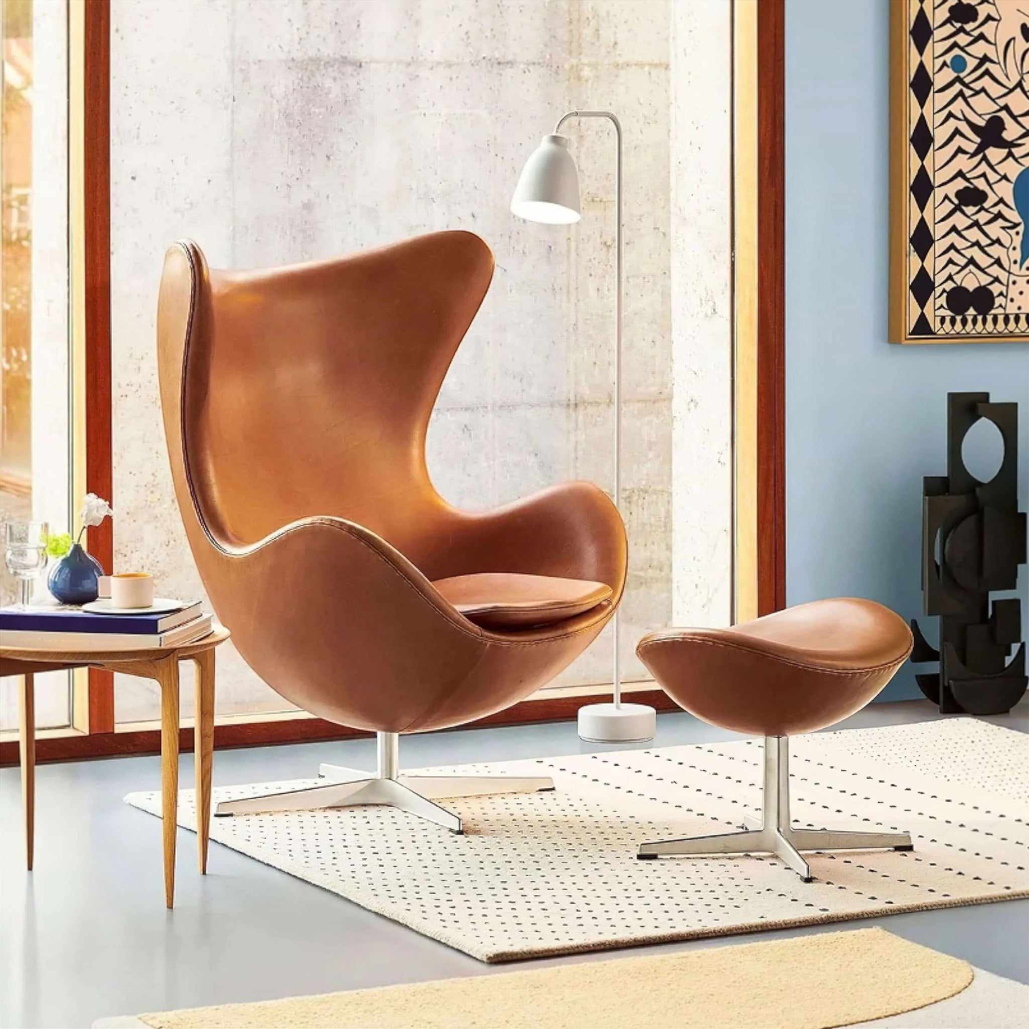 Rose Occasional Chair Brown + Foot Stool 