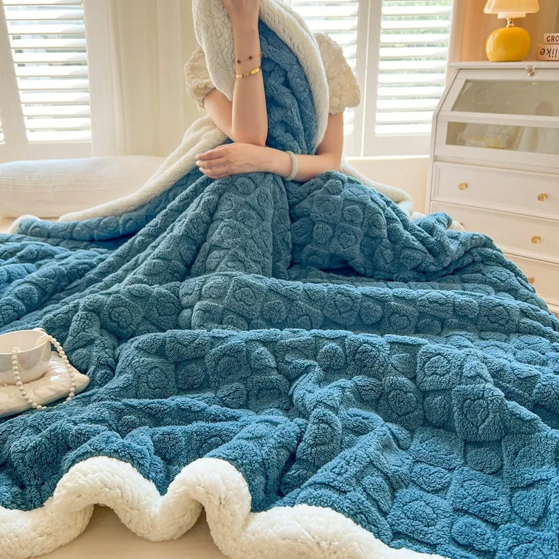 Rossana Blanket Ocean Blue + White 100 x 150cm 