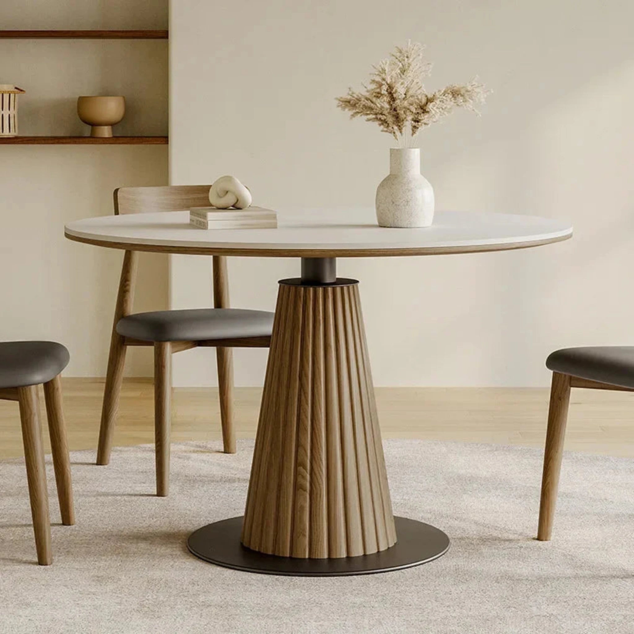 The product can be customized. Nordic solid wood round table modern minimalist designer family size circular dining table r 