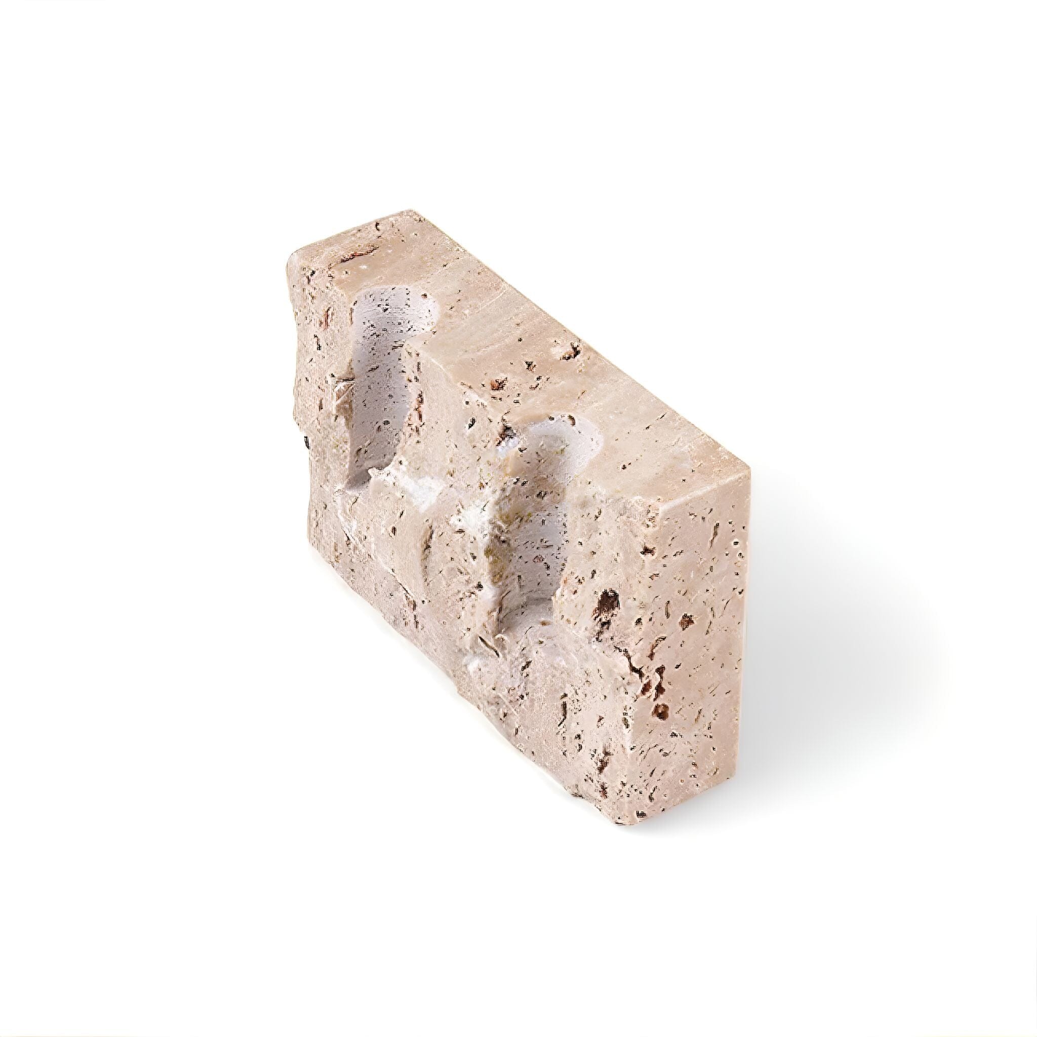 Twin Travertine Candle Holder Rough 