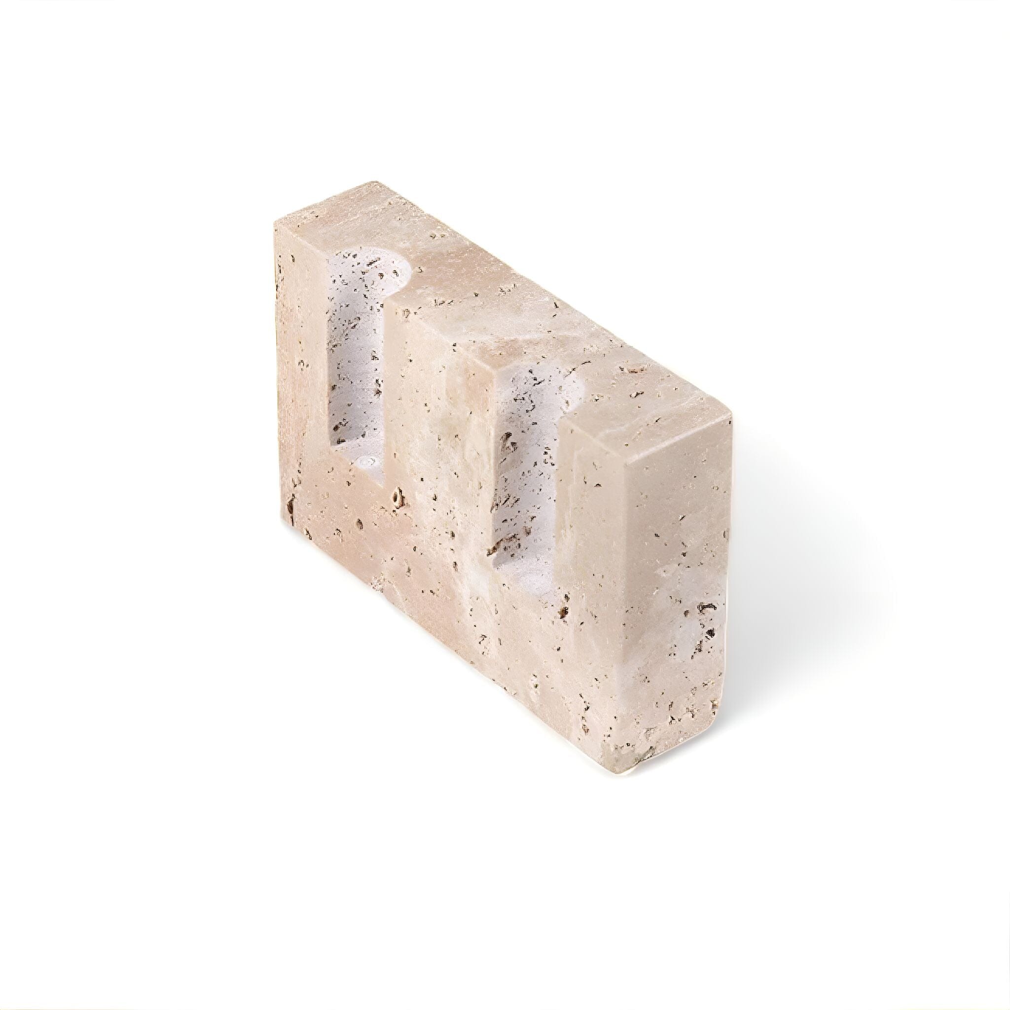 Twin Travertine Candle Holder Smooth 