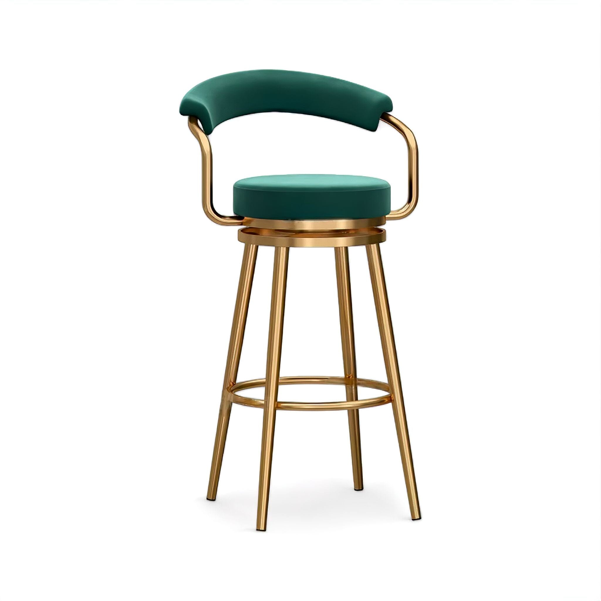 Vivienne Bar Stool Green + Gold 65cm 