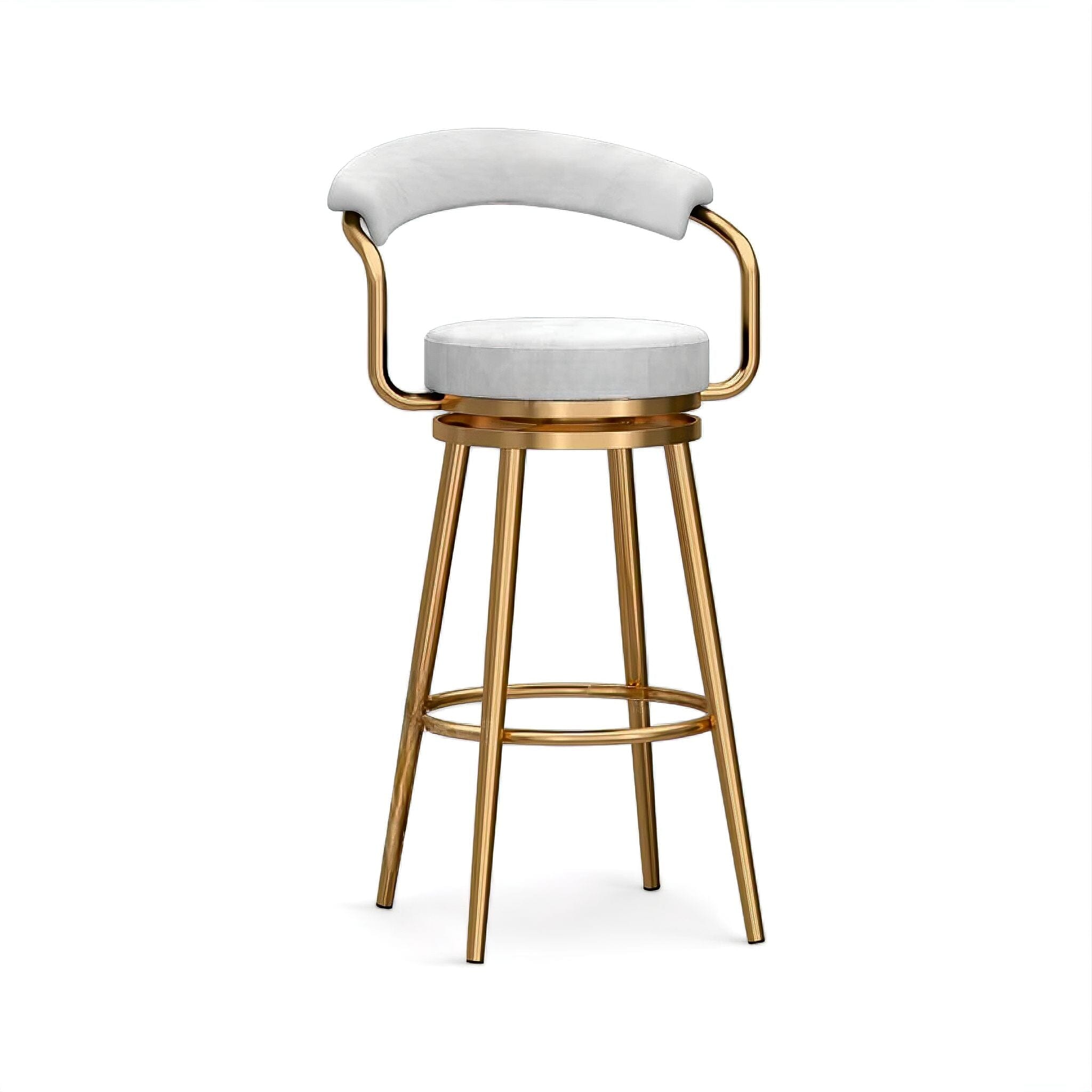 Vivienne Bar Stool White + Gold 65cm 